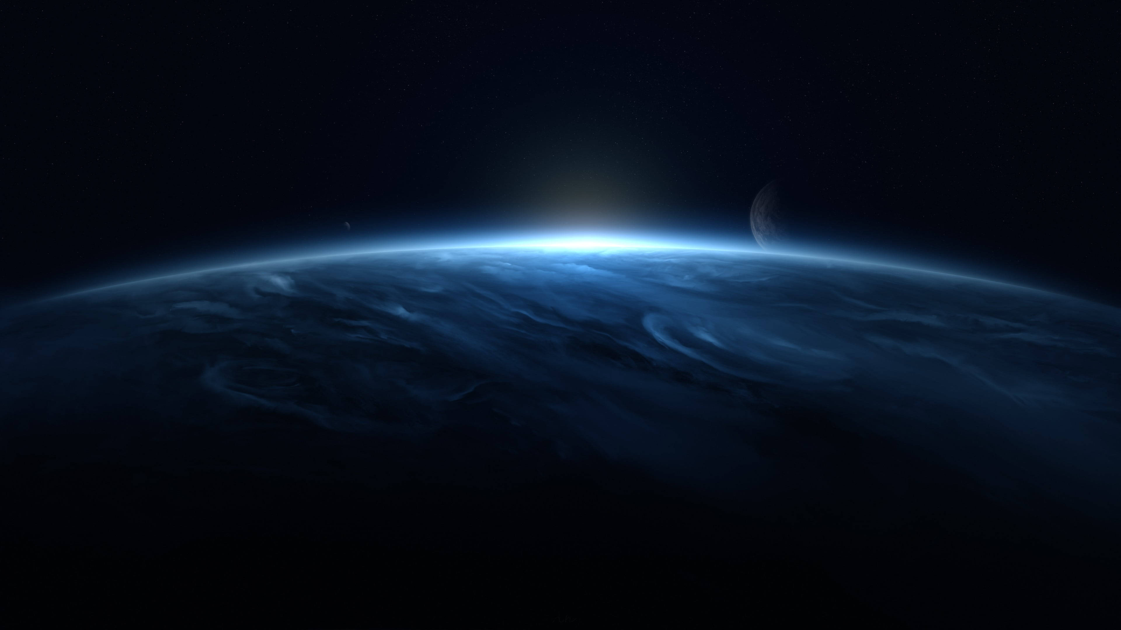 4K Ultra HD Donker Planetêre Horison Muurpapier