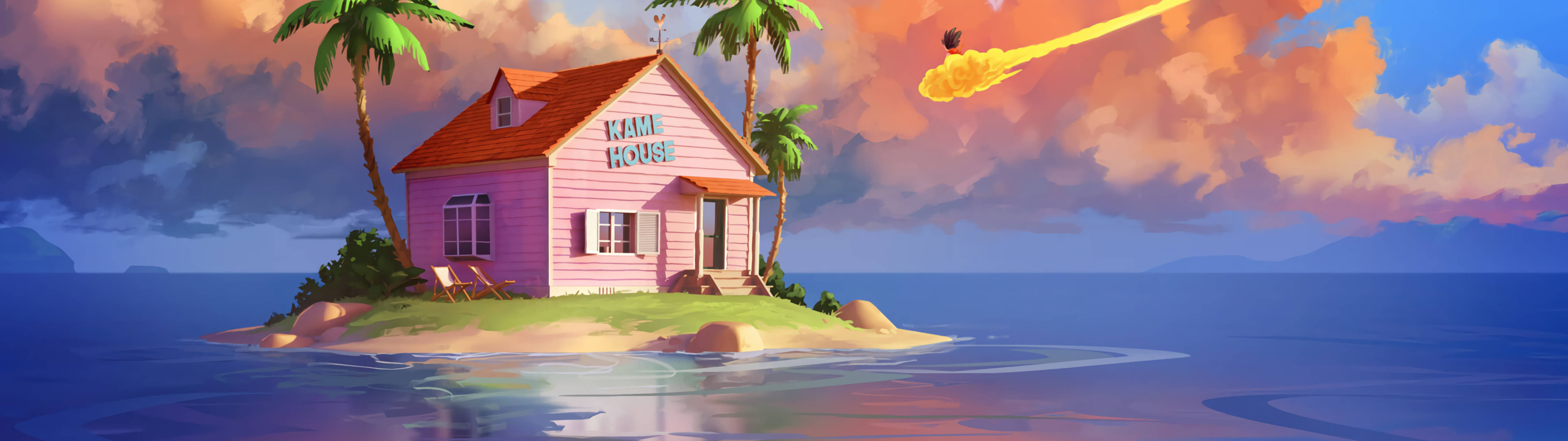 5120x1440 Speletjie Kame Huis Dragonball Z — Dragon ball super GIF Muurpapier