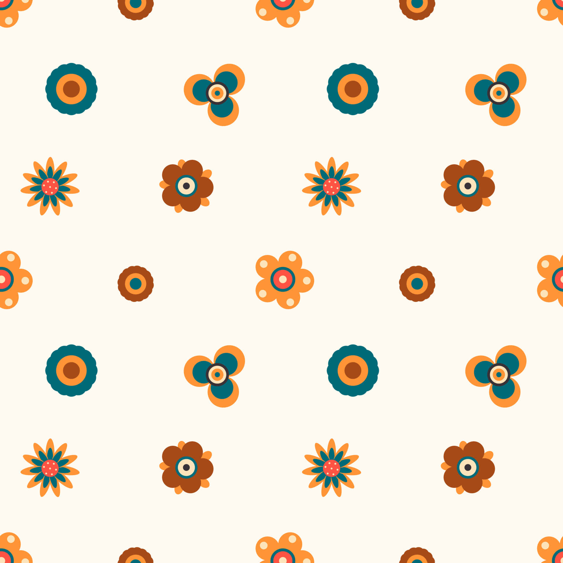 70's Blommige Geometriese Patroon Muurpapier
