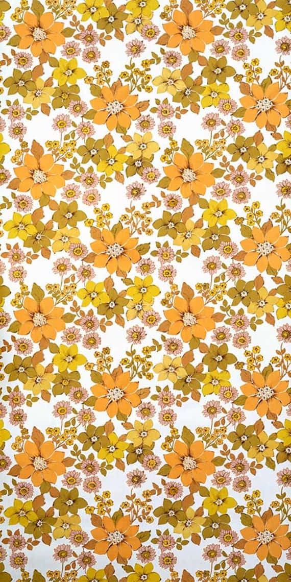 70's Blommige Vintage Styl Muurpapier