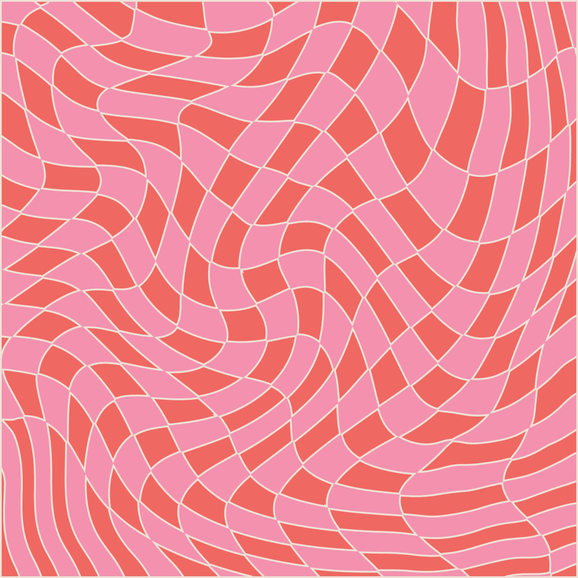 70's Groovy Agtergrond Pienk Kurwe-vierkant Tekstuur Muurpapier