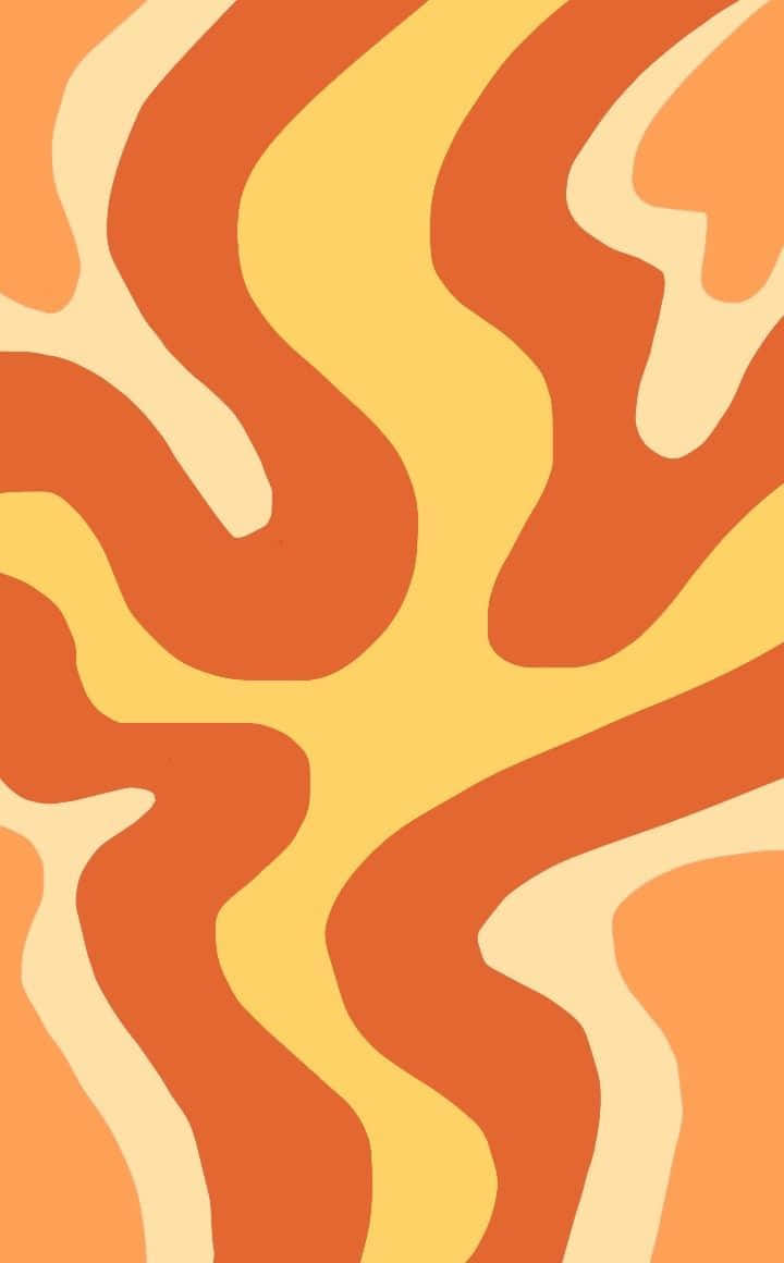 70's Groovy Agtergrond Oranje Golwende Kruis Muurpapier