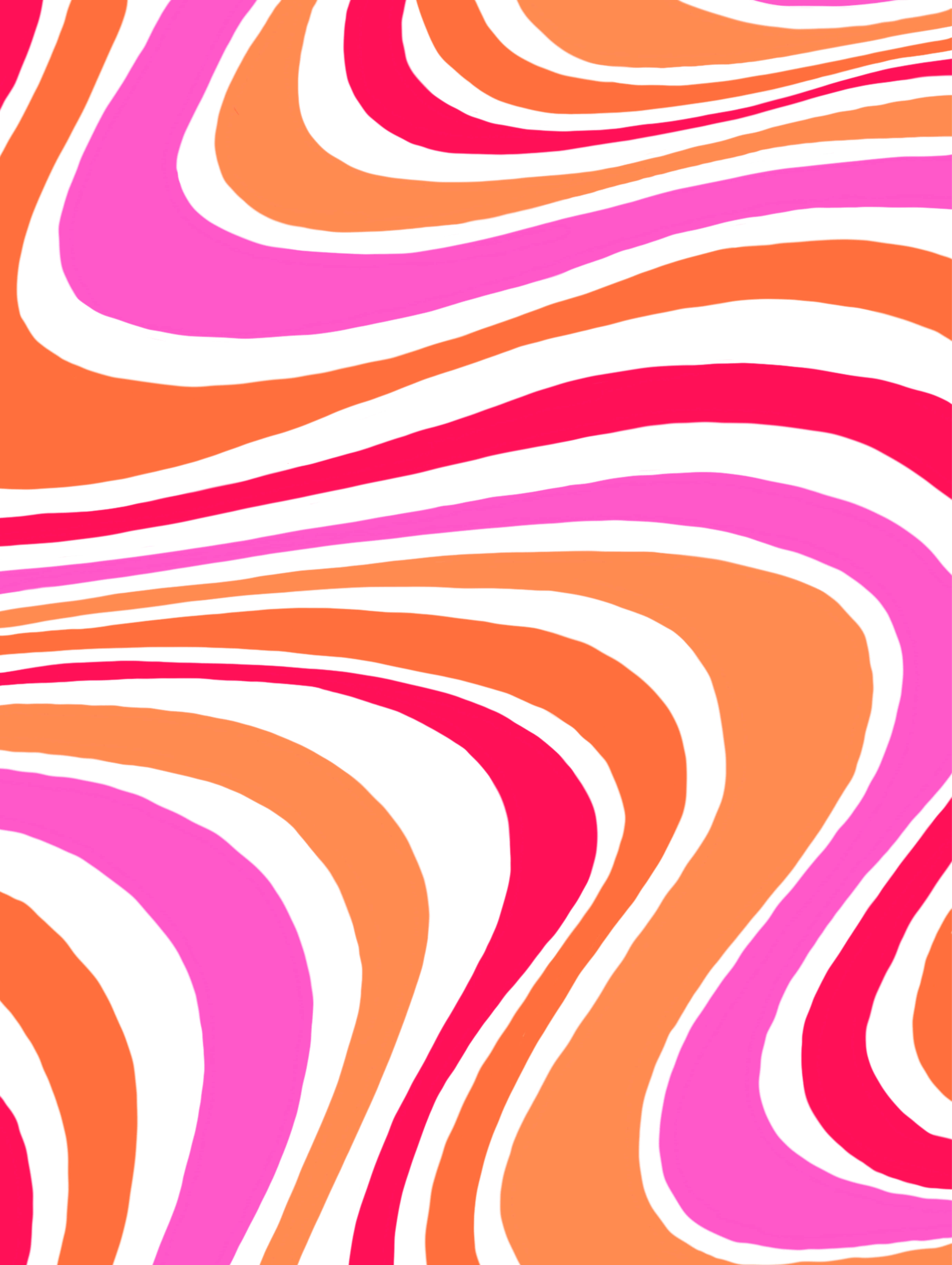 70's Swaai Agtergrond Tekstuur Golwende Pienk met Oranje Tint Muurpapier