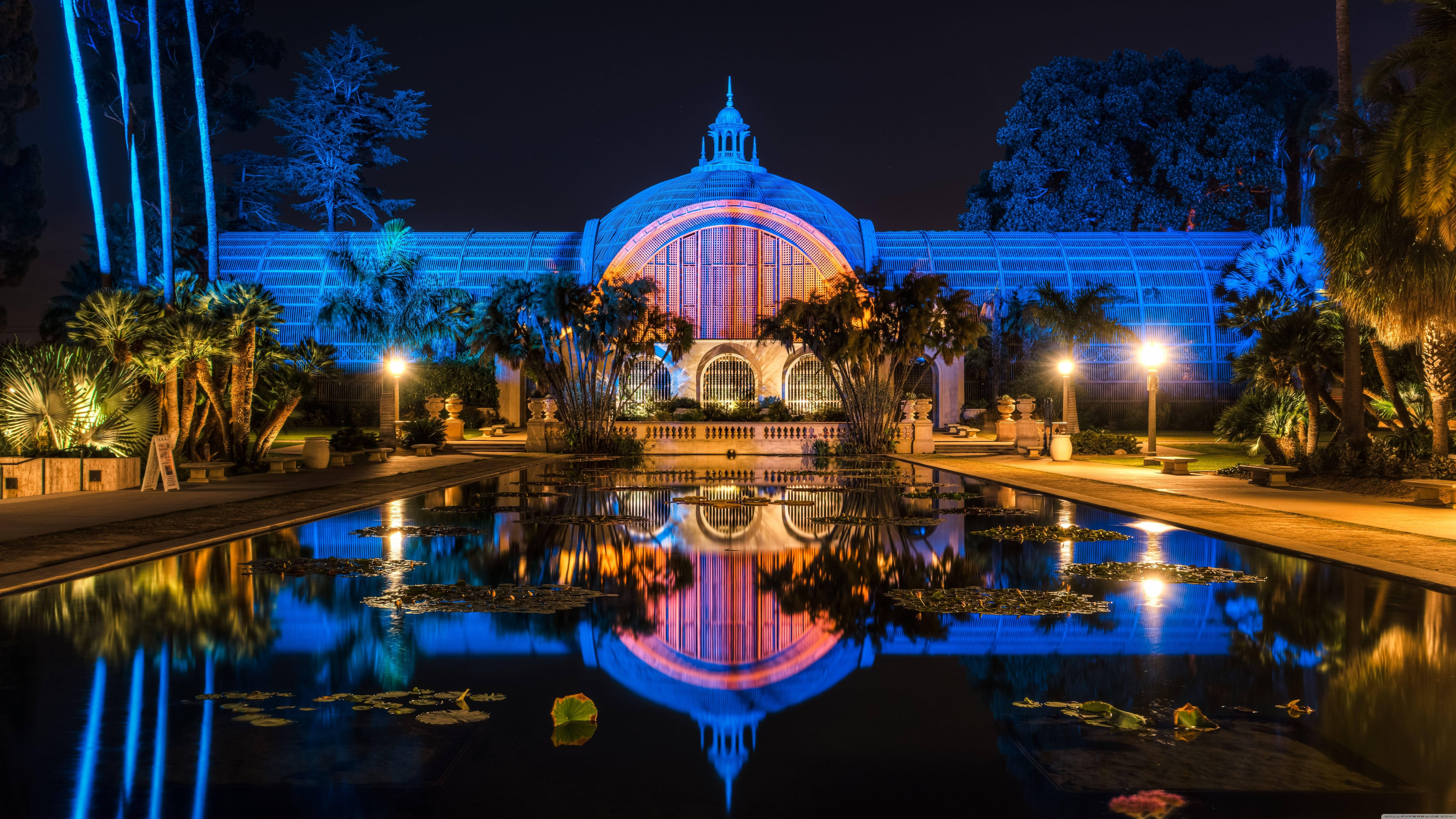 8K 7680x4320 Ultra HD Resolusie Werkskerm Balboa Park Muurpapier
