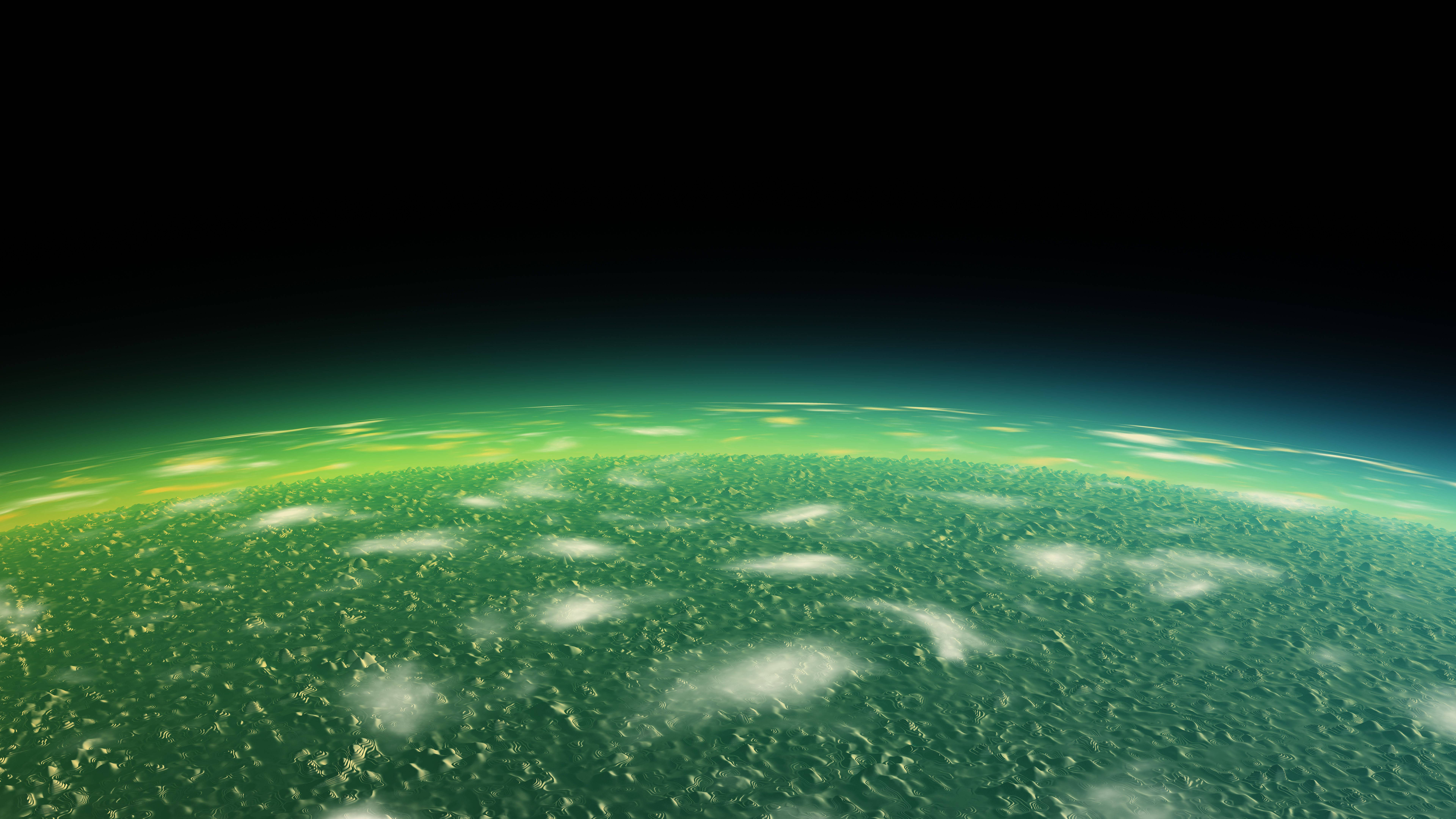 8K 7680x4320 Ultra HD Resolusie Buroblad Groen Planeet Muurpapier