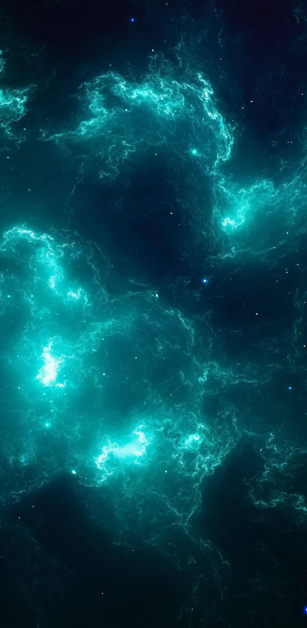 8K iPhone Nebula Blou Muurpapier