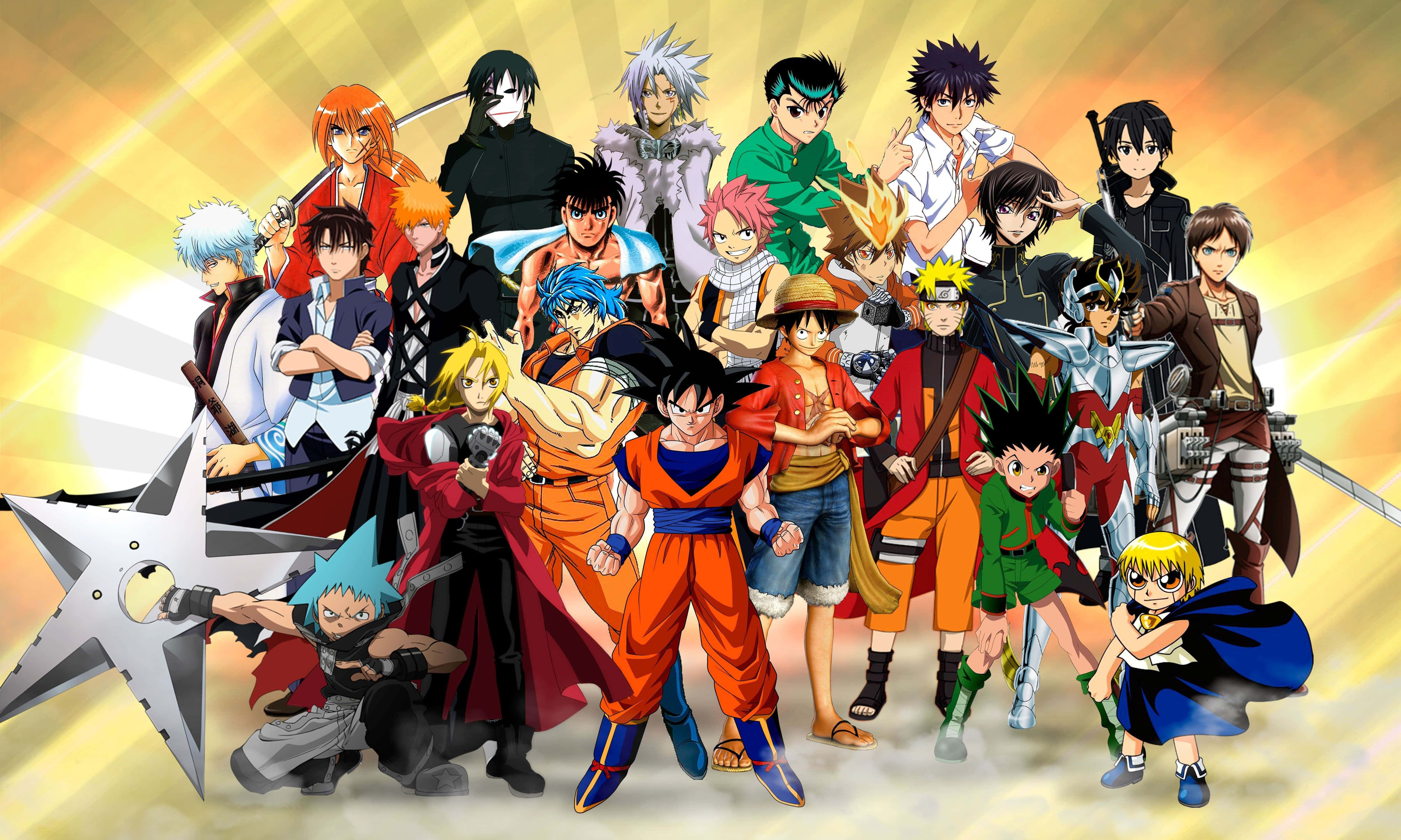 90's Gewilde Manlike Anime Alle Karakters HD Muurpapier