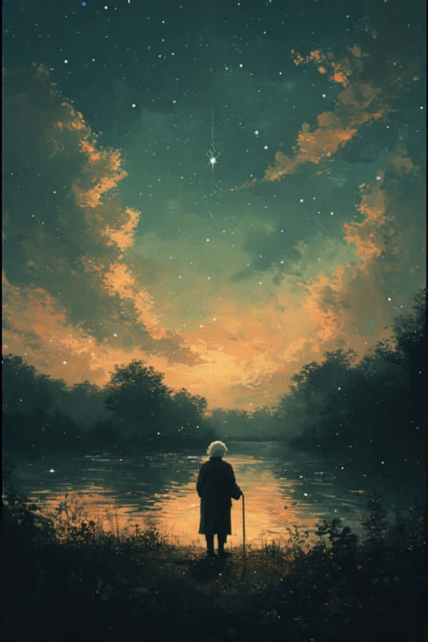 Aand Eensaamheid Meer Refleksies 4K Muurpapier