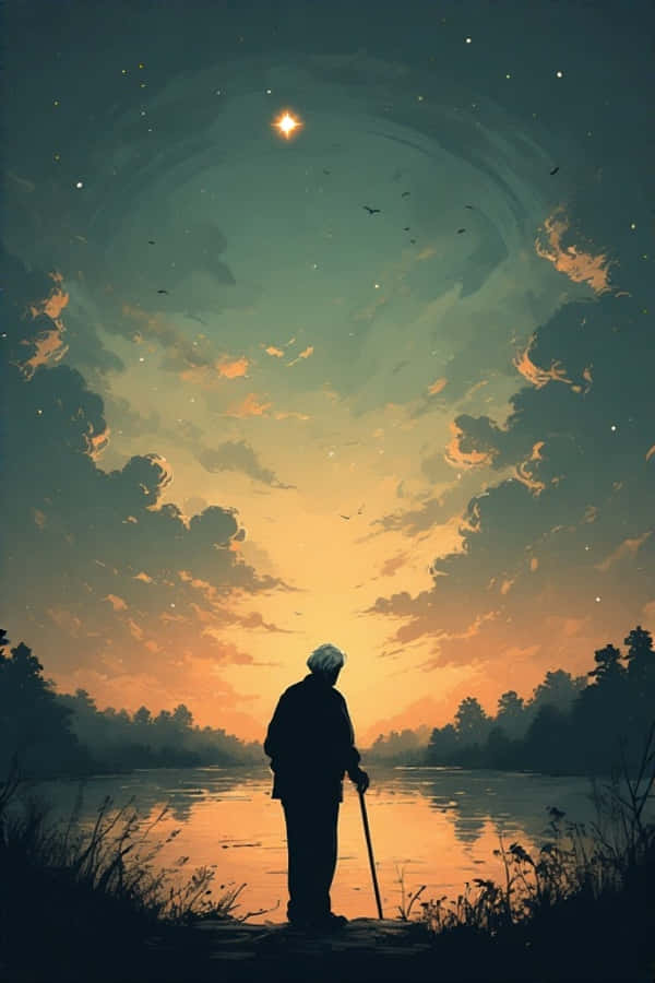 Aand Eensaamheid Meer Refleksies 4K Muurpapier