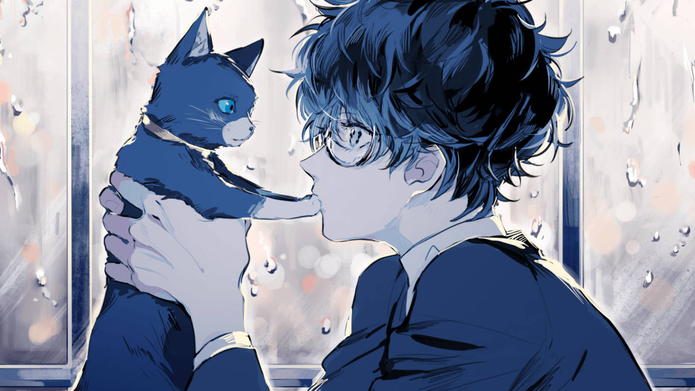 Aantreklike Anime-seun Akira Kat Muurpapier