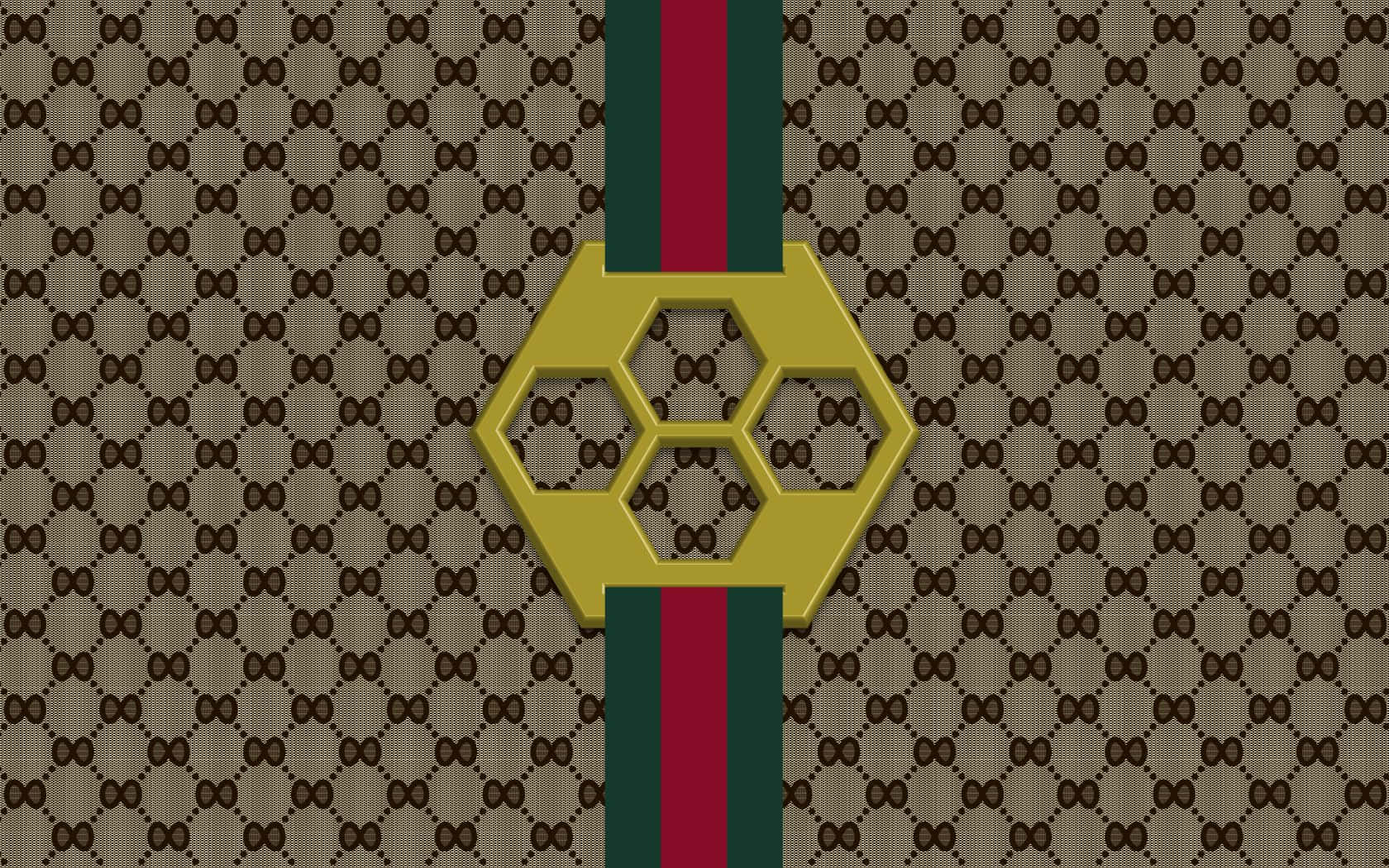 Aantreklike Gucci Goud en Bruin Agtergrond Muurpapier
