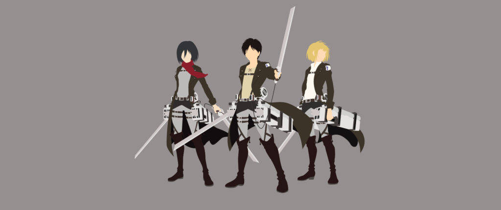 Aanval Op Titans Trio Minimalistiese Anime Muurpapier