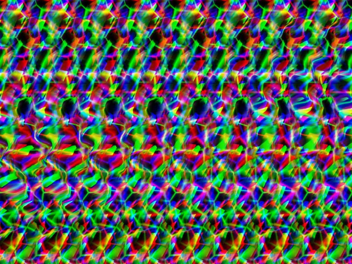 Abstract Groen Magiese Oog 3D Stereogram Prent Muurpapier
