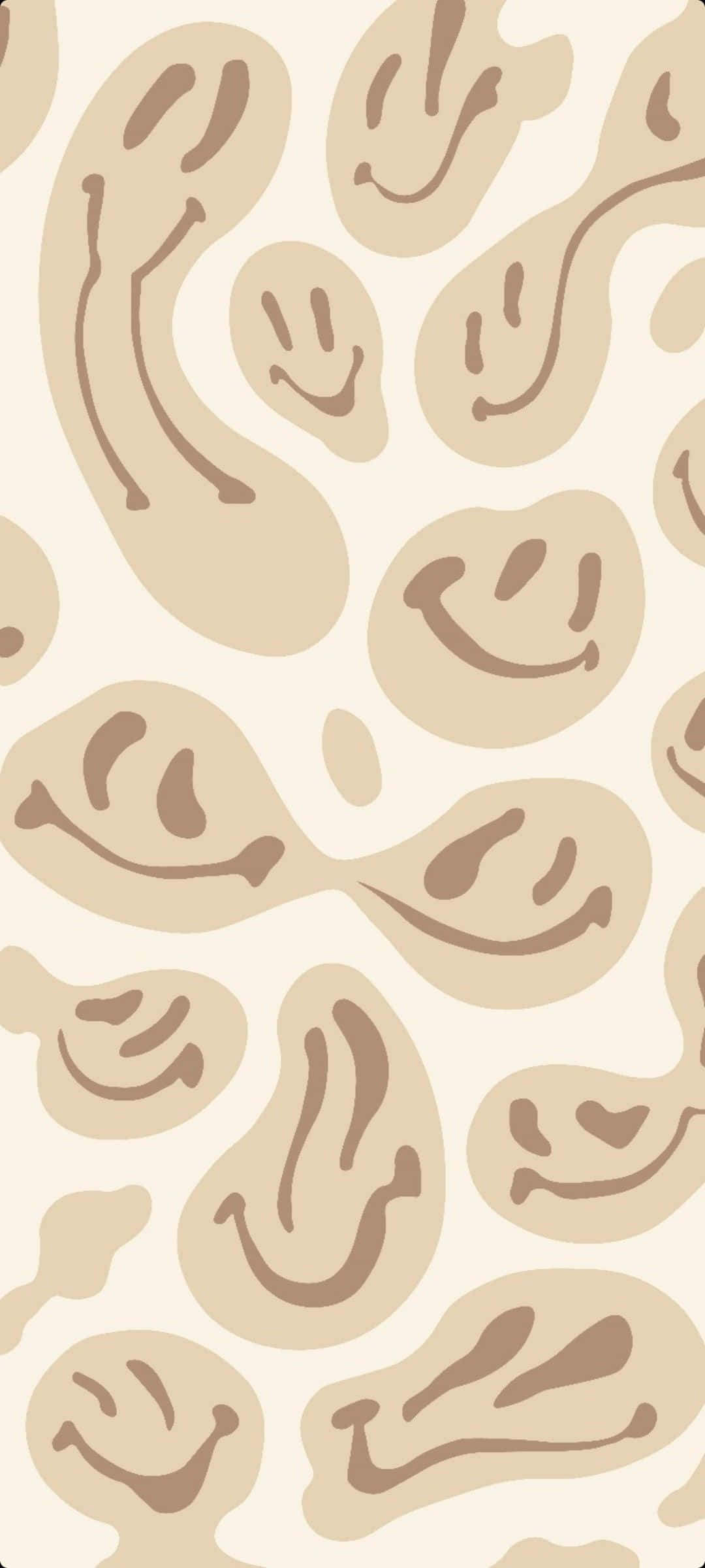 Abstrakte Beige Drup Estetiese Trippie Gesiggies Muurpapier