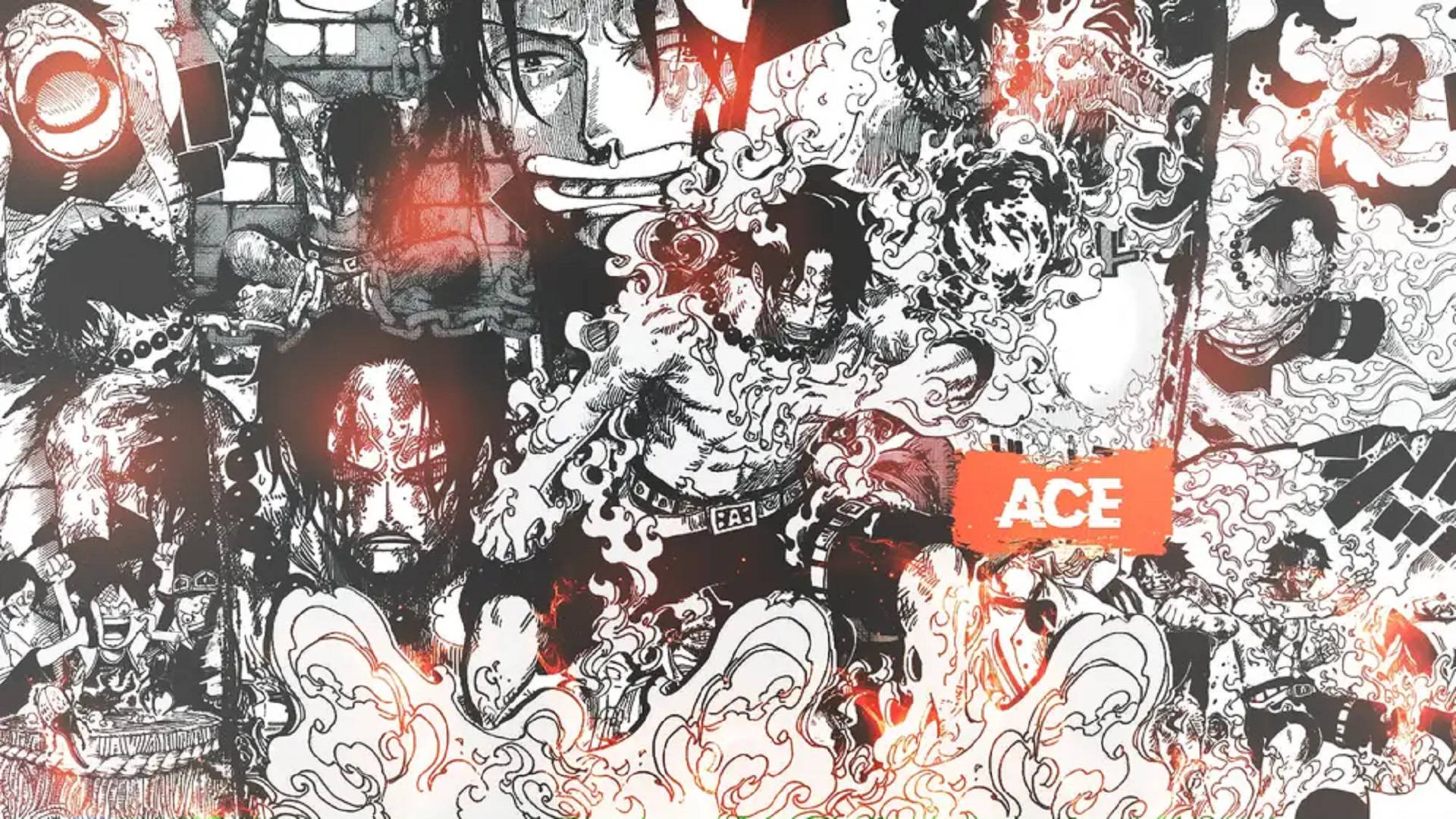 Ace en Luffy Manga Paneel Muurpapier