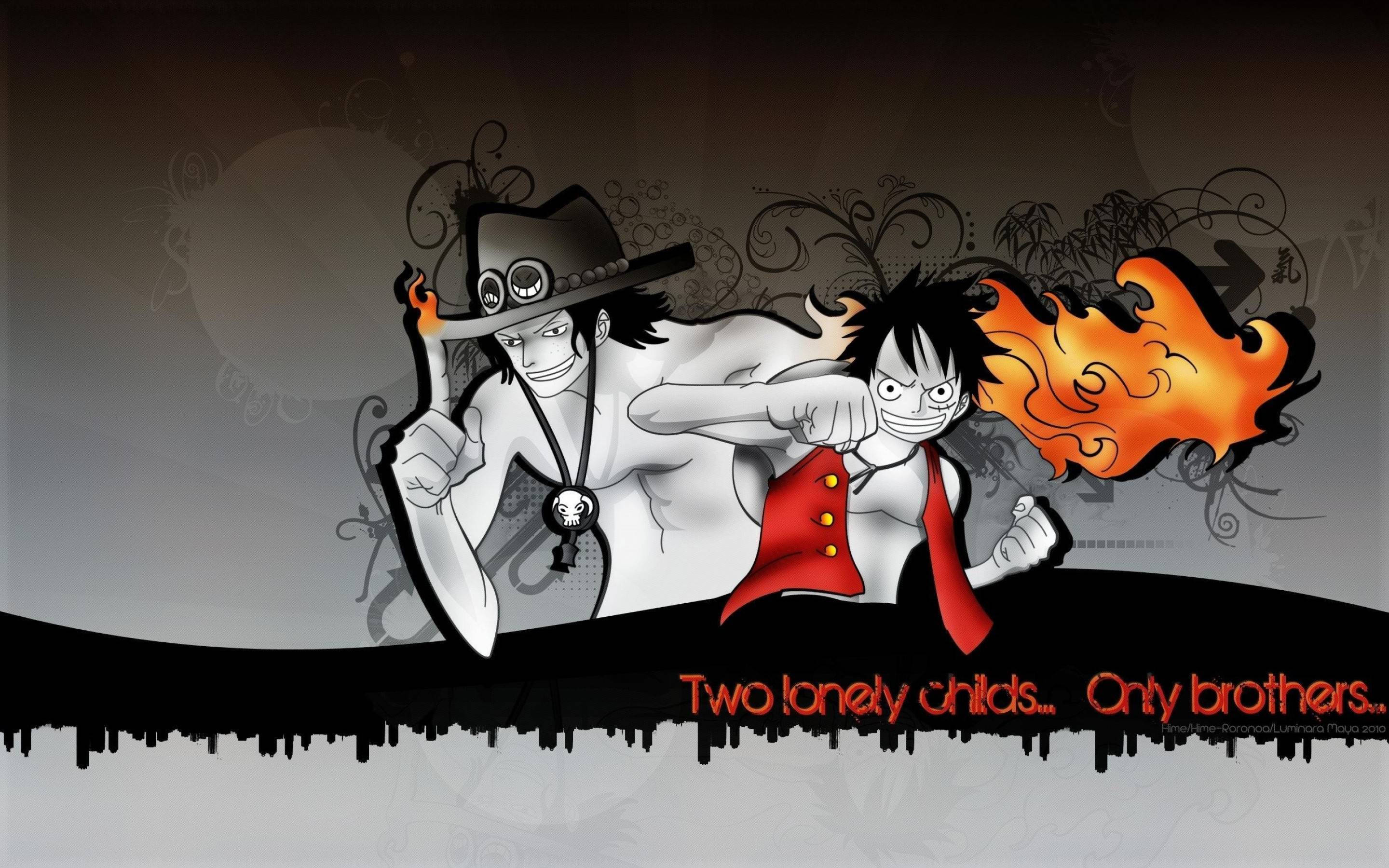 Ace En Luffy One Piece Broers Muurpapier