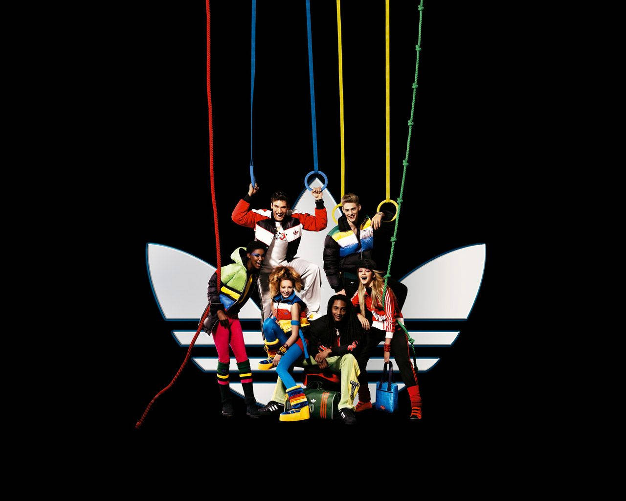 Adidas Handelsmerk Logo en Tienermodelle Muurpapier