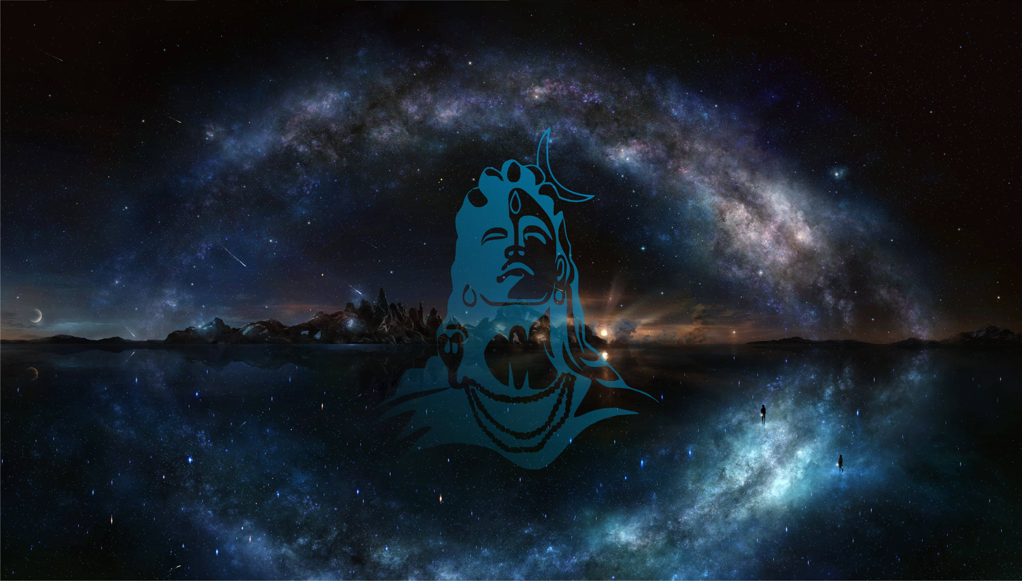 Adiyogi 4K Galaksië Kunswerk Muurpapier