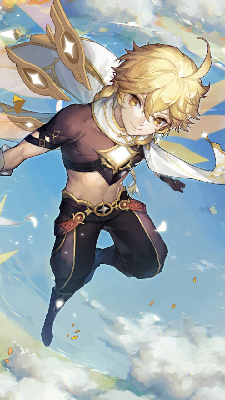 Aether vlieg Genshin Impact Foon Muurpapier