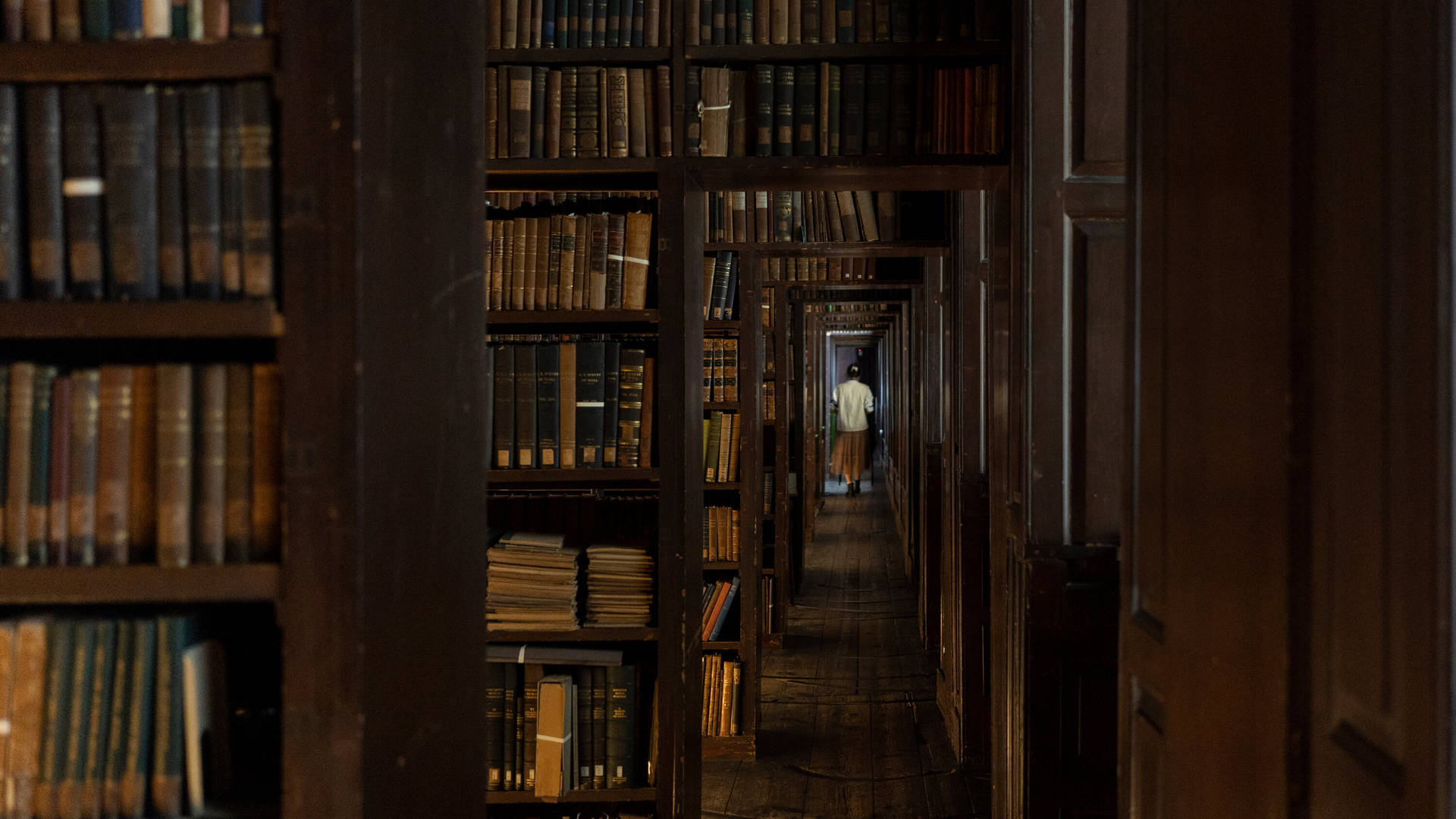 Afdeling Boeke Donker Akademie Buroblad — Donker akademie Muurpapier