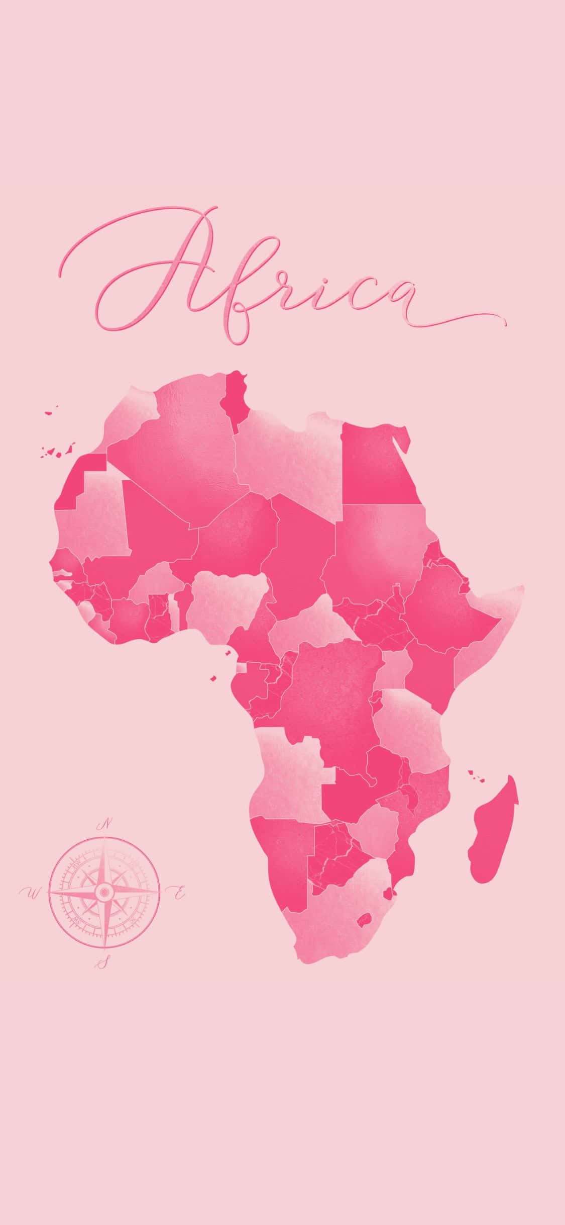 Afrika-kaart in pienk waterverf Muurpapier
