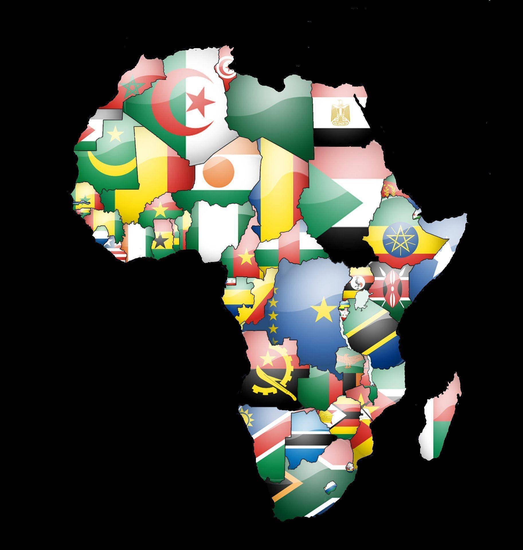 Afrika Kaart Met Vlae Muurpapier
