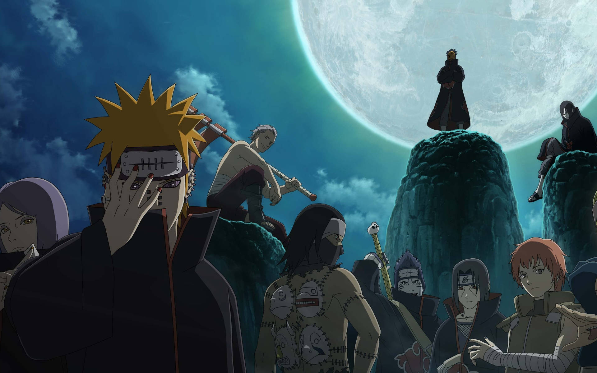 Akatsuki Naruto-karakters onder die Maan Muurpapier