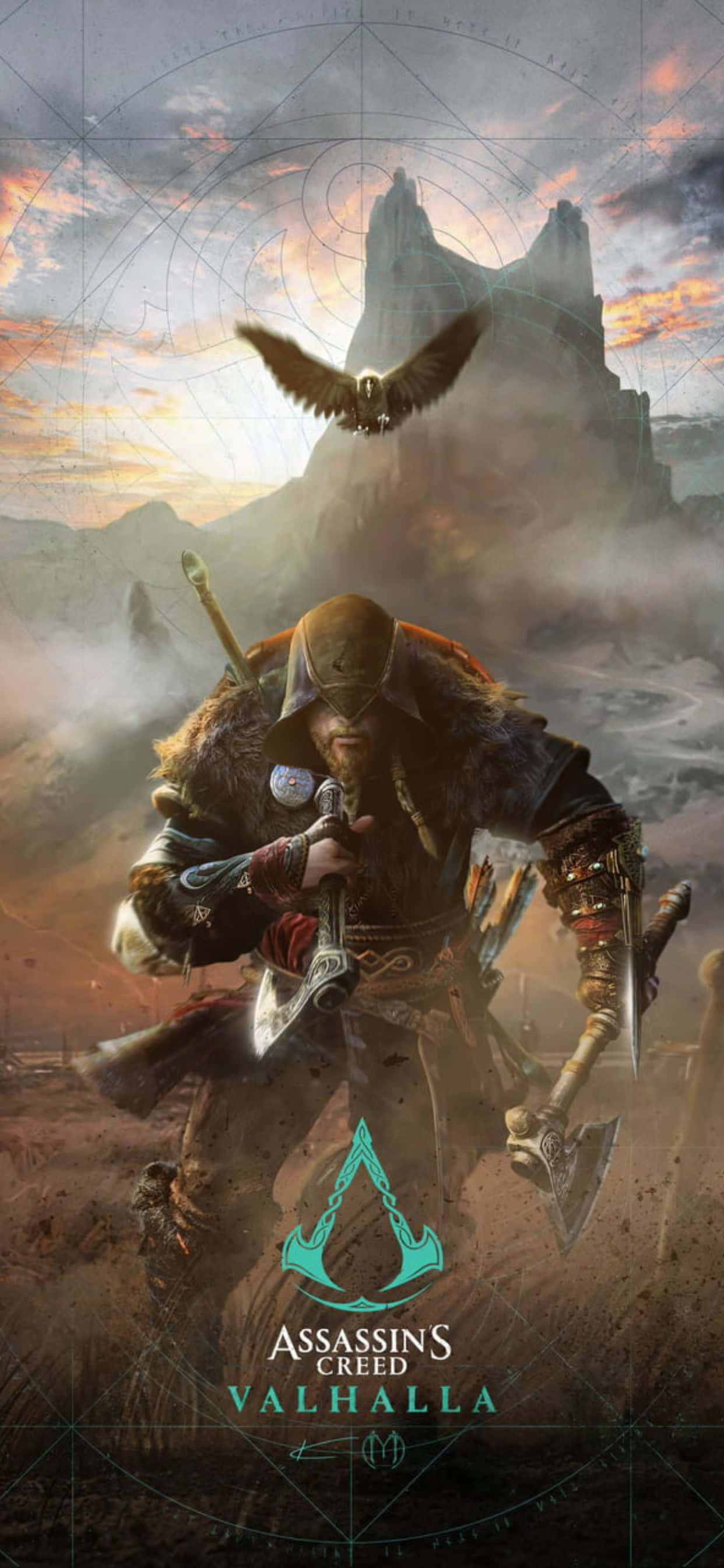 Aksie Rolspel Kuns Werk iPhone Xs Max Assassin's Creed Valhalla Agtergrond Muurpapier