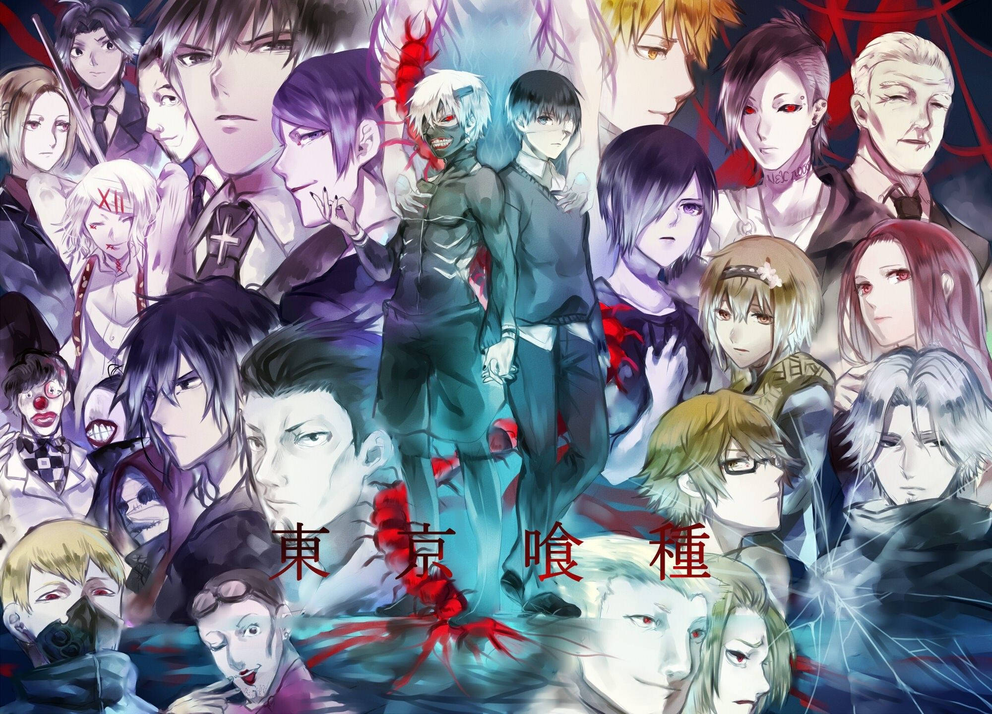 Al die Tokyo Ghoul Karakters Muurpapier