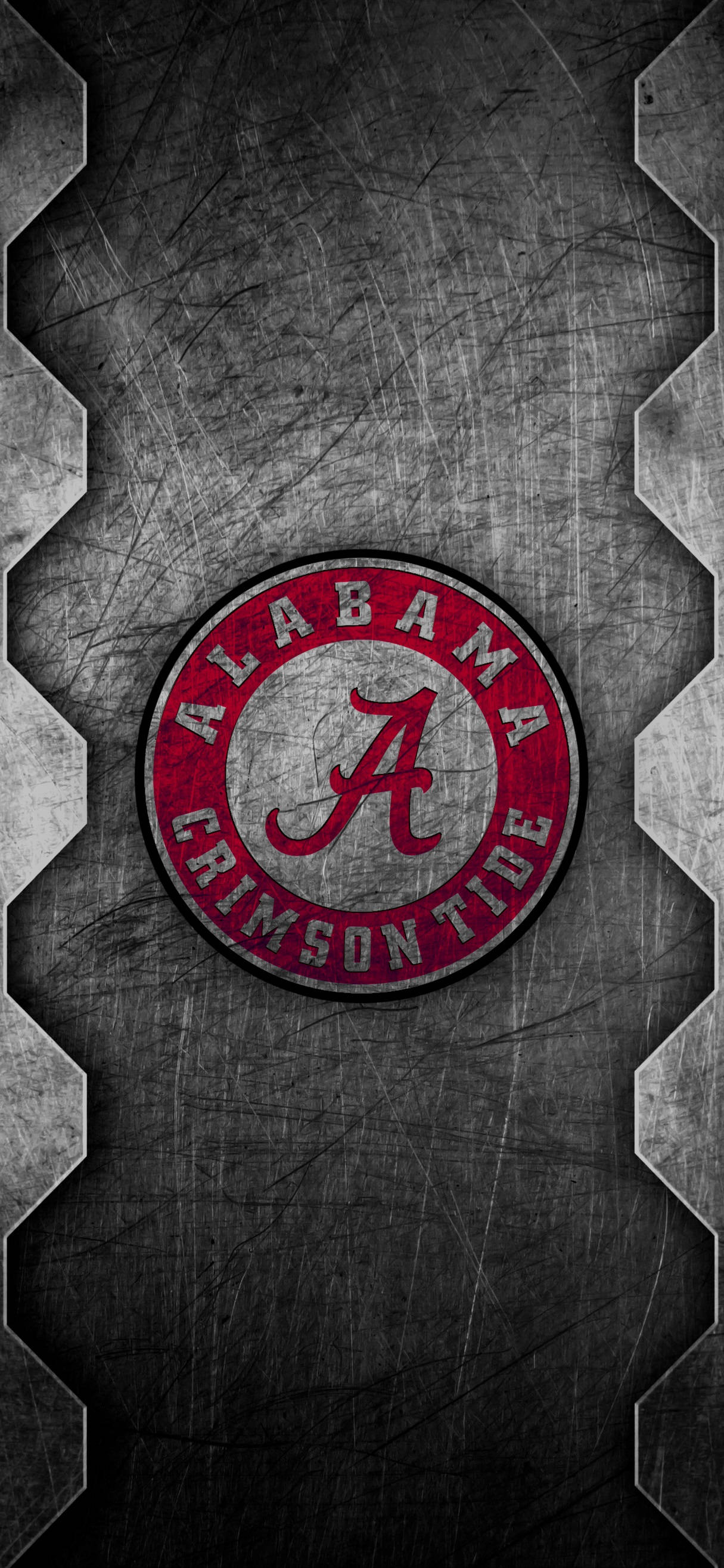 Alabama Crimson Tide Gekrapde Metaalkuns Muurpapier