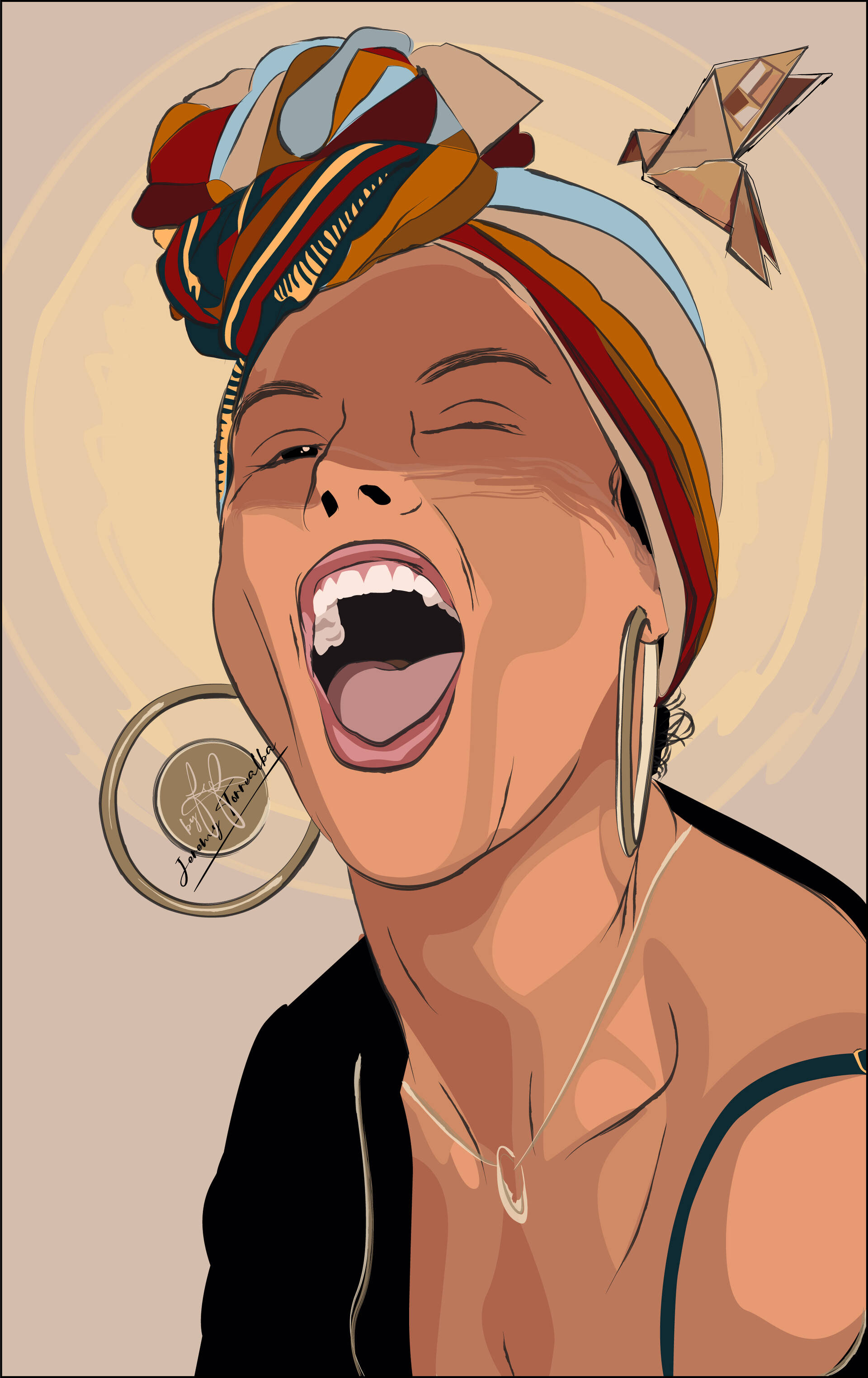 Alicia Keys Digitale Illustrasie Muurpapier