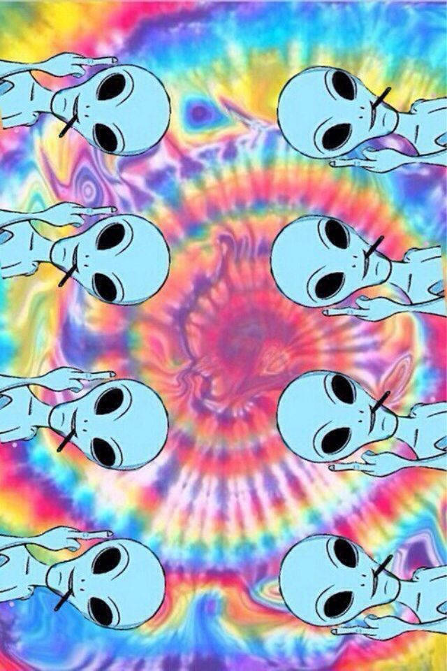 Alien Kaleidoskoop Trippy Estetika Muurpapier