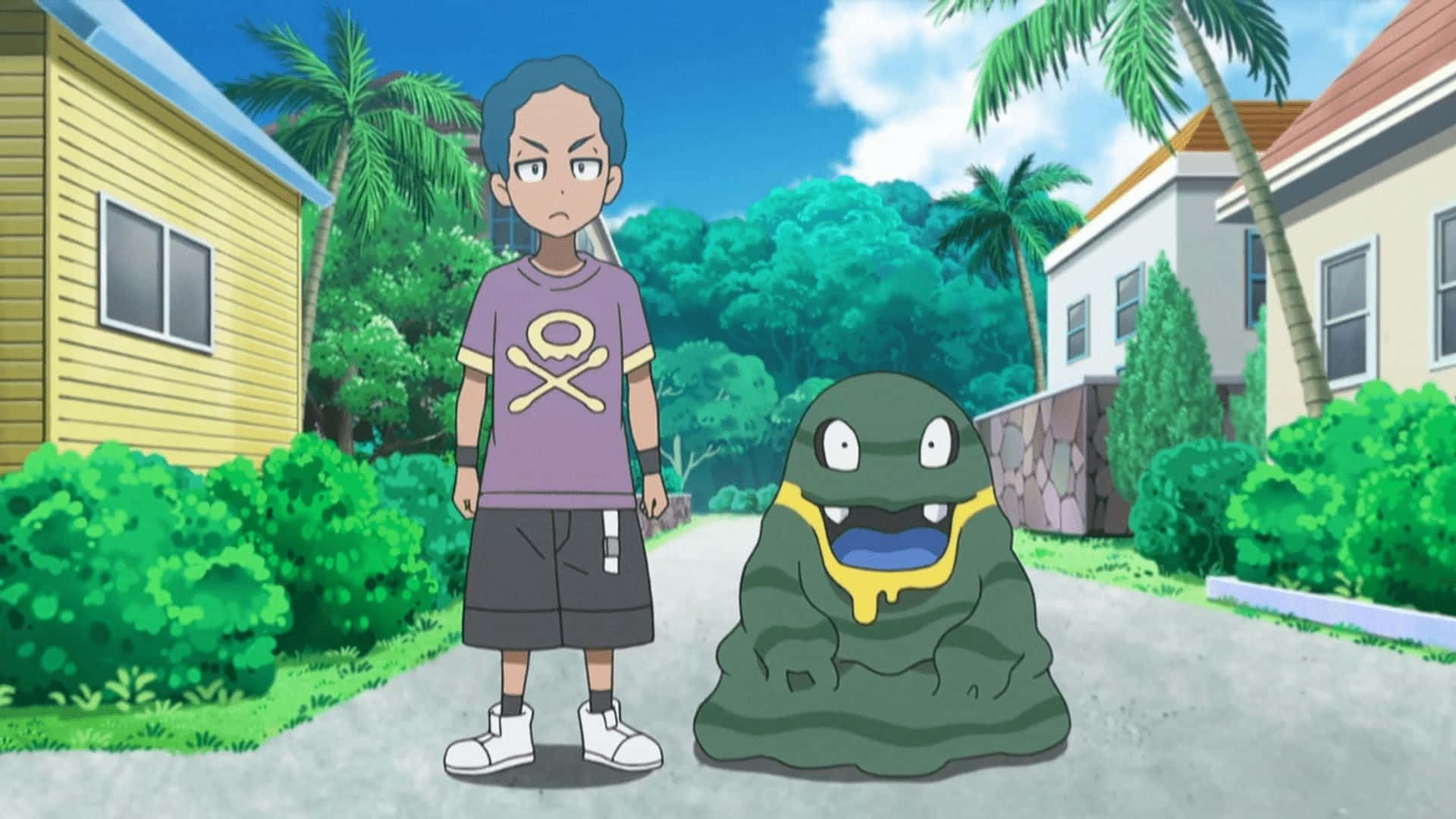 Alolaanse Grimer in die Pokémon-anime Muurpapier