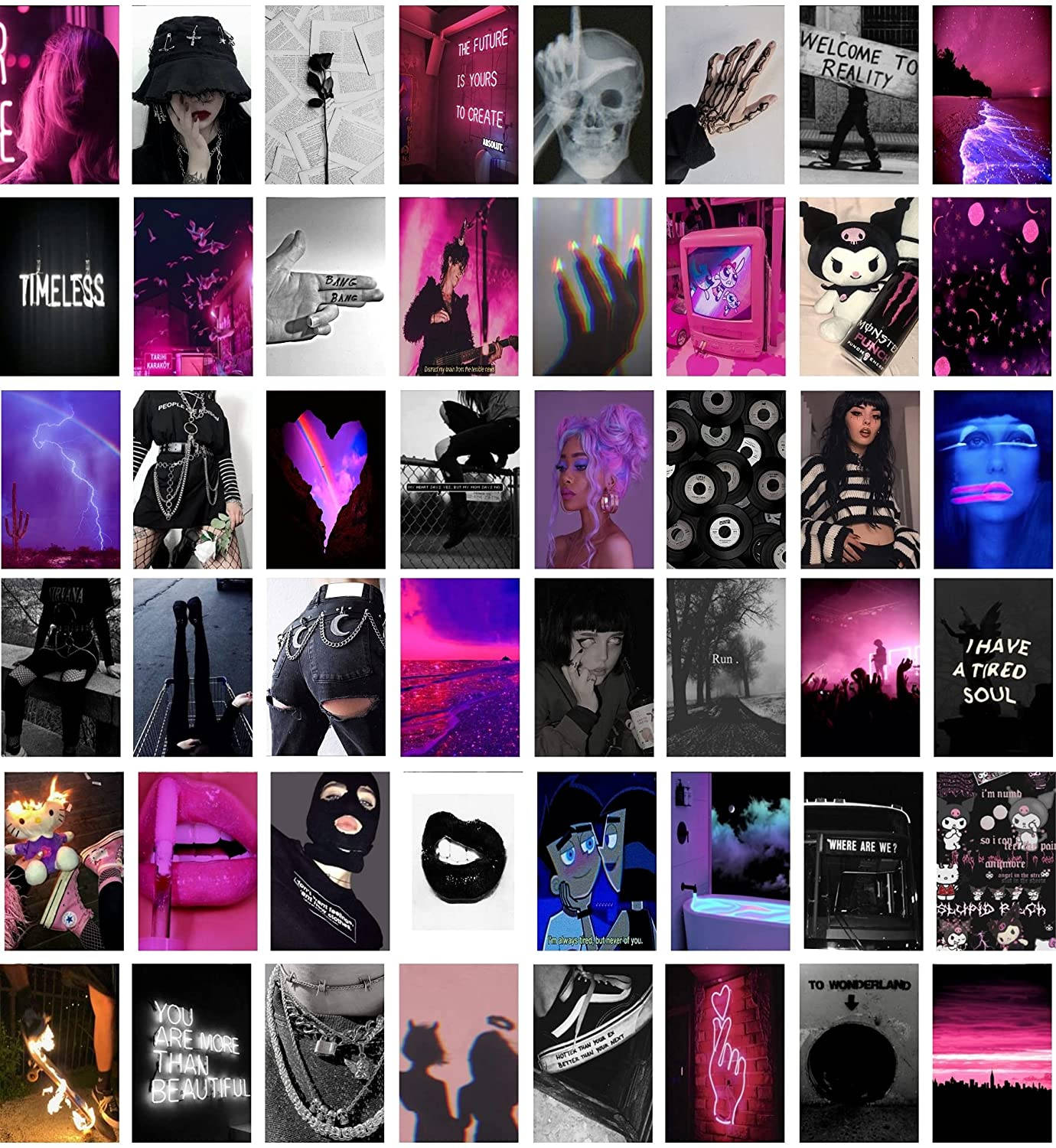 Alt Estetiese Neon Collage Muurpapier