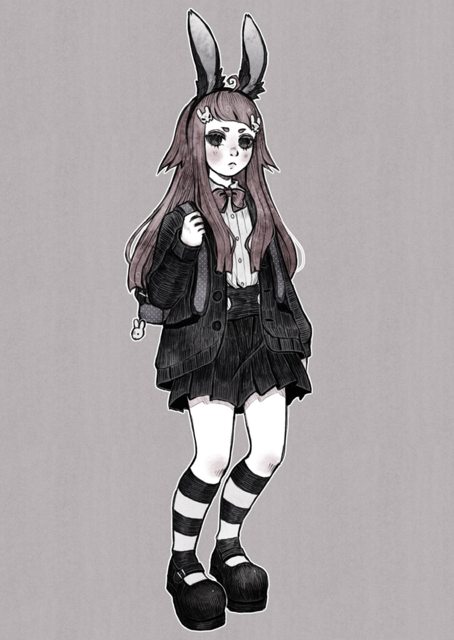 Alternatiewe Estetika Girly Punk Spotprent Muurpapier