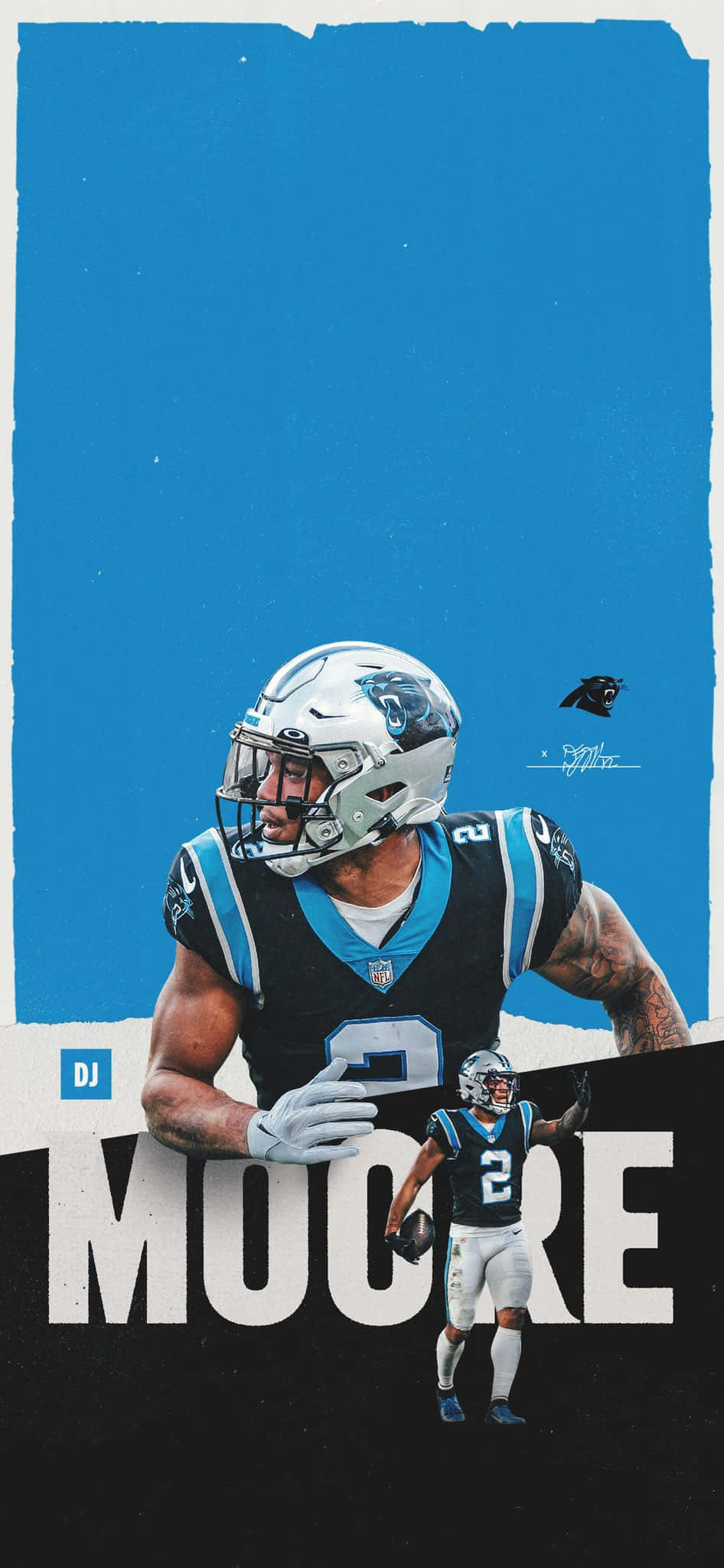 Amerikaanse Voetbalatleet DJ Moore Carolina Panthers Muurpapier