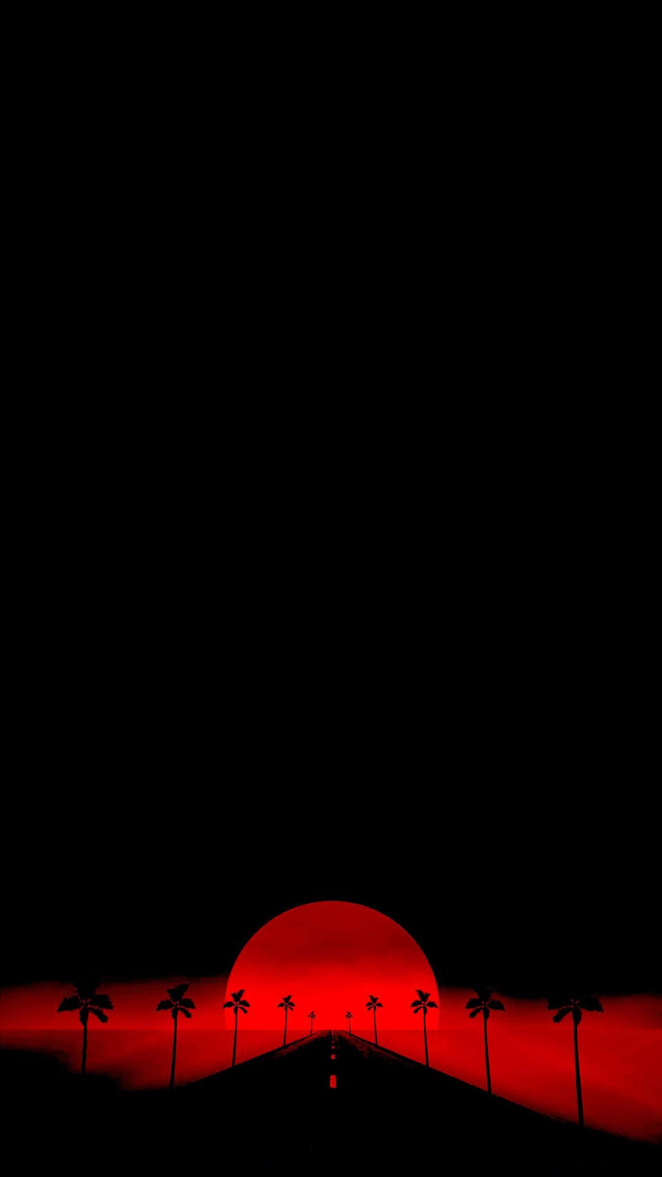 AMOLED Agtergrond Rooi Son Pad Muurpapier