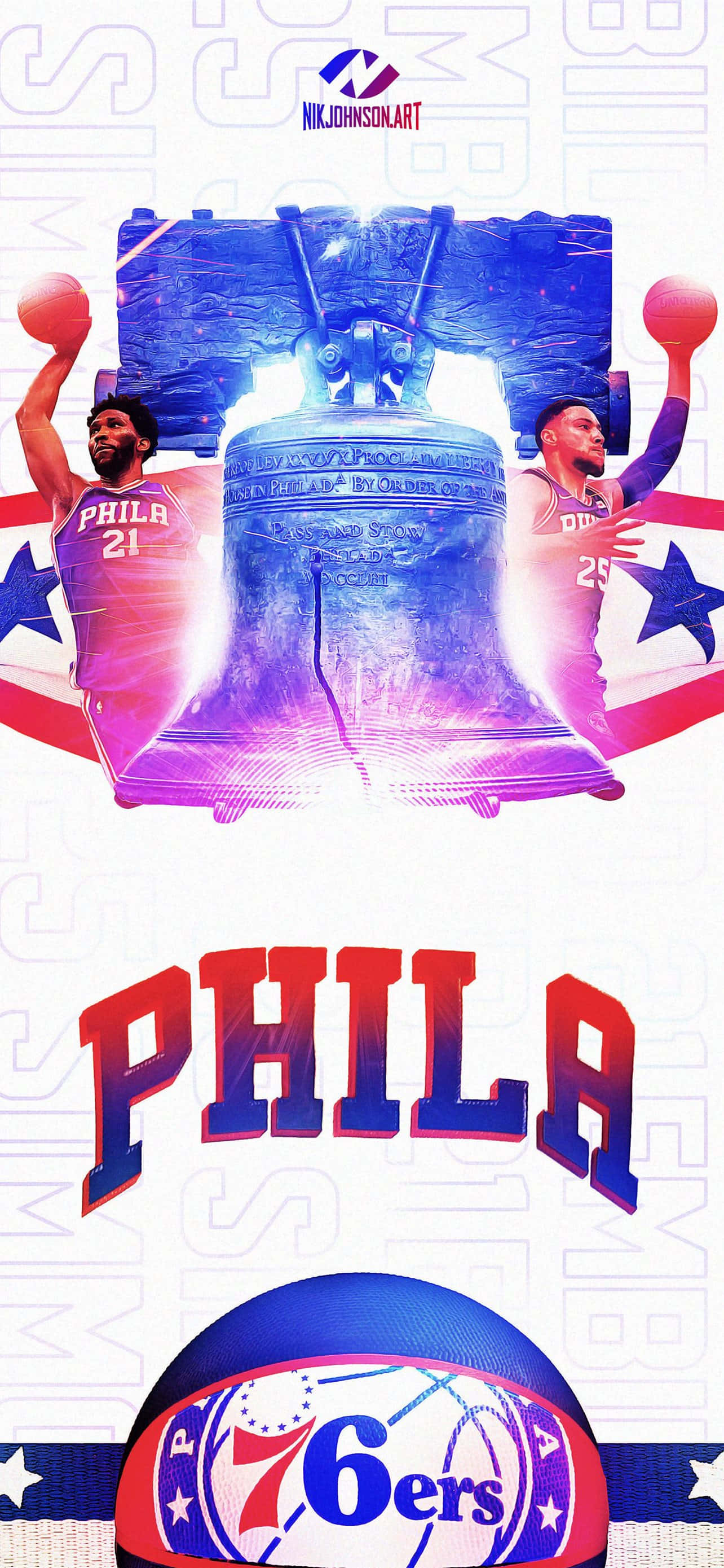 Amptelike 76ers iPhone-agtergrond Muurpapier