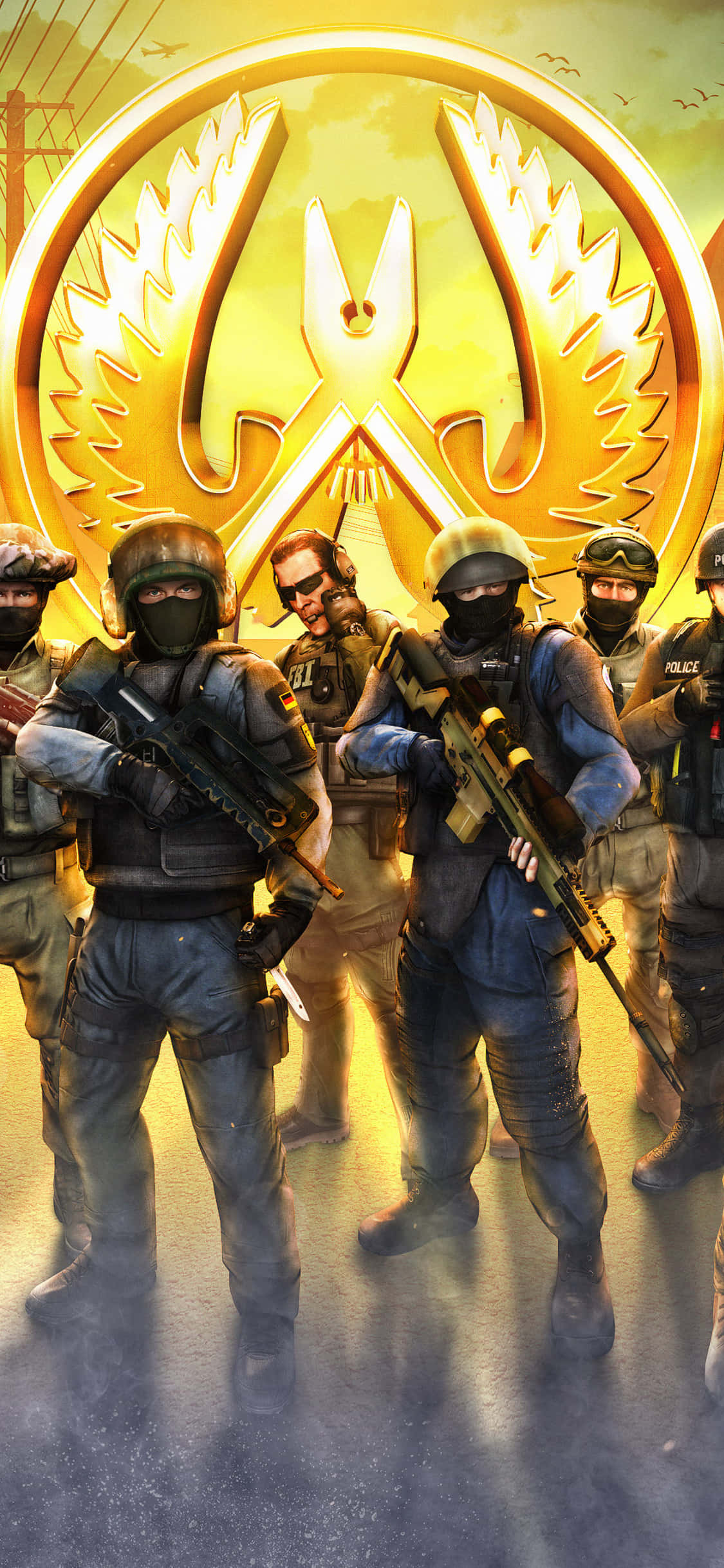 Android Counter-strike Global Offensive Teen-terroriste Met Logo Agtergrond Muurpapier