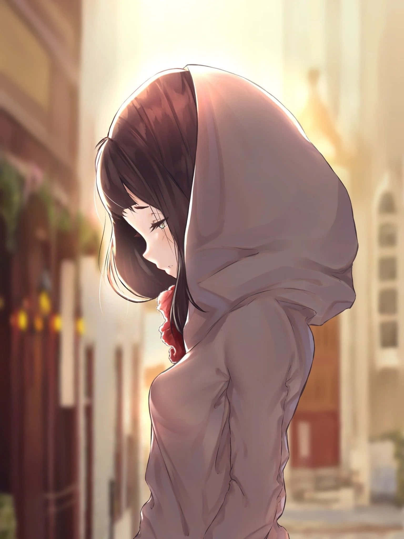 Anime-aanhanger in 'n stylvolle hoodie Muurpapier