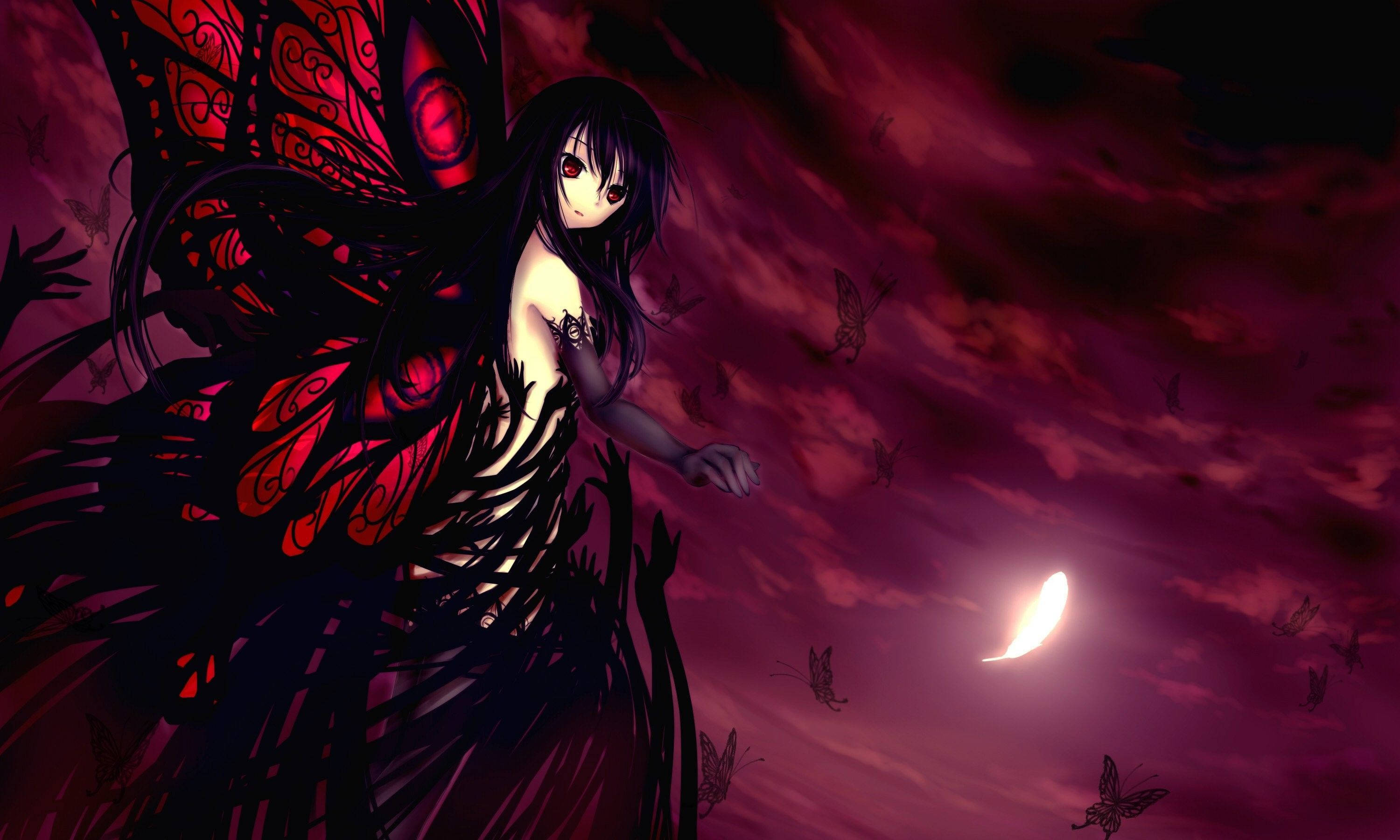 Anime Duiwel Gotiese Vlinder Muurpapier