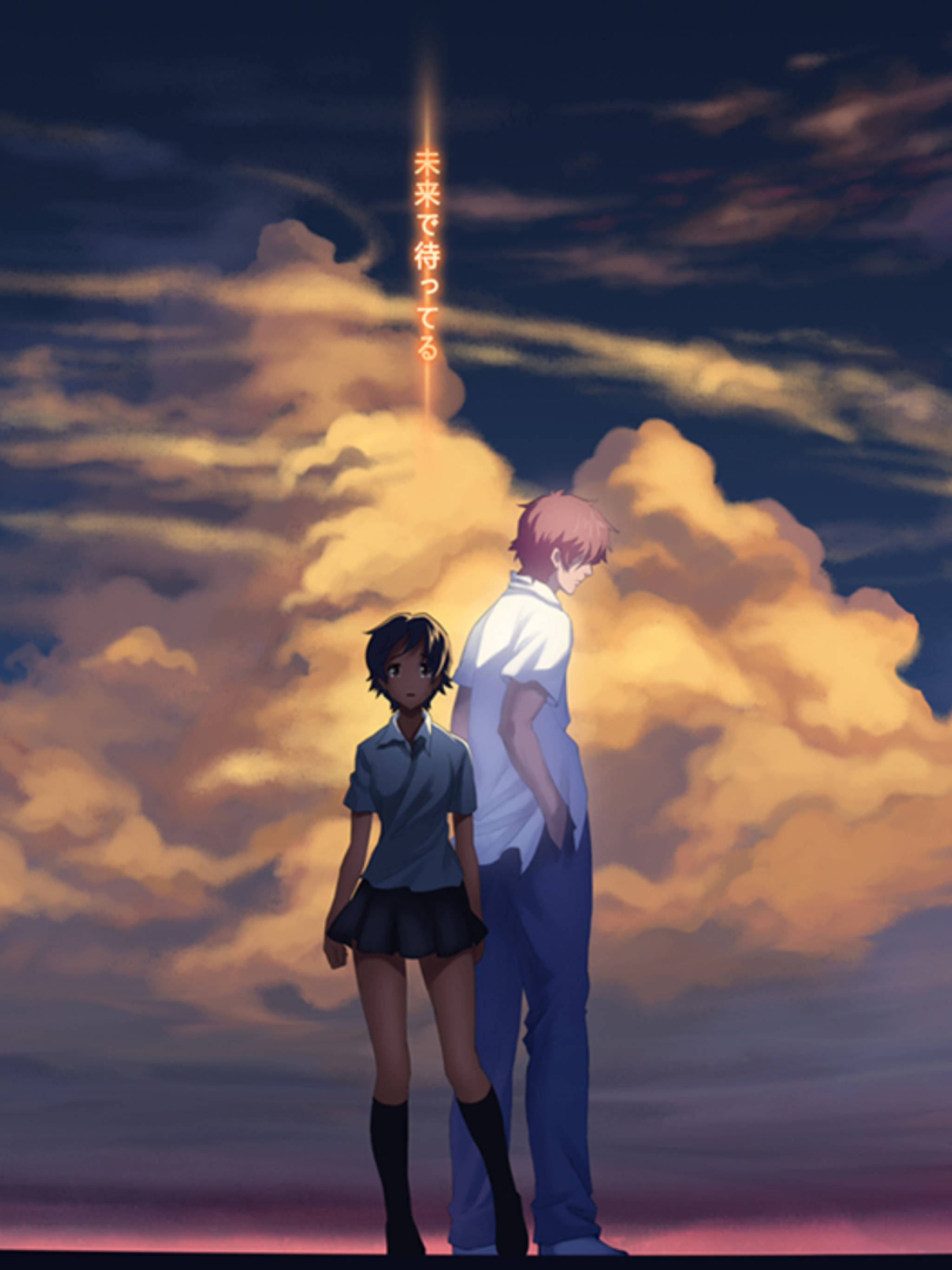 Anime-egpaar Girl Who Leapt Thru Time Muurpapier