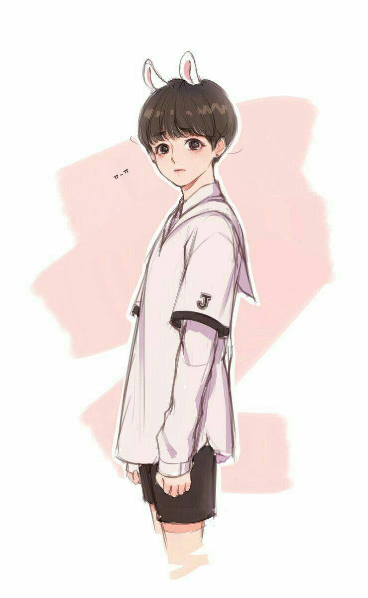 Anime Jungkook Pienk Estetiese Foon Muurpapier