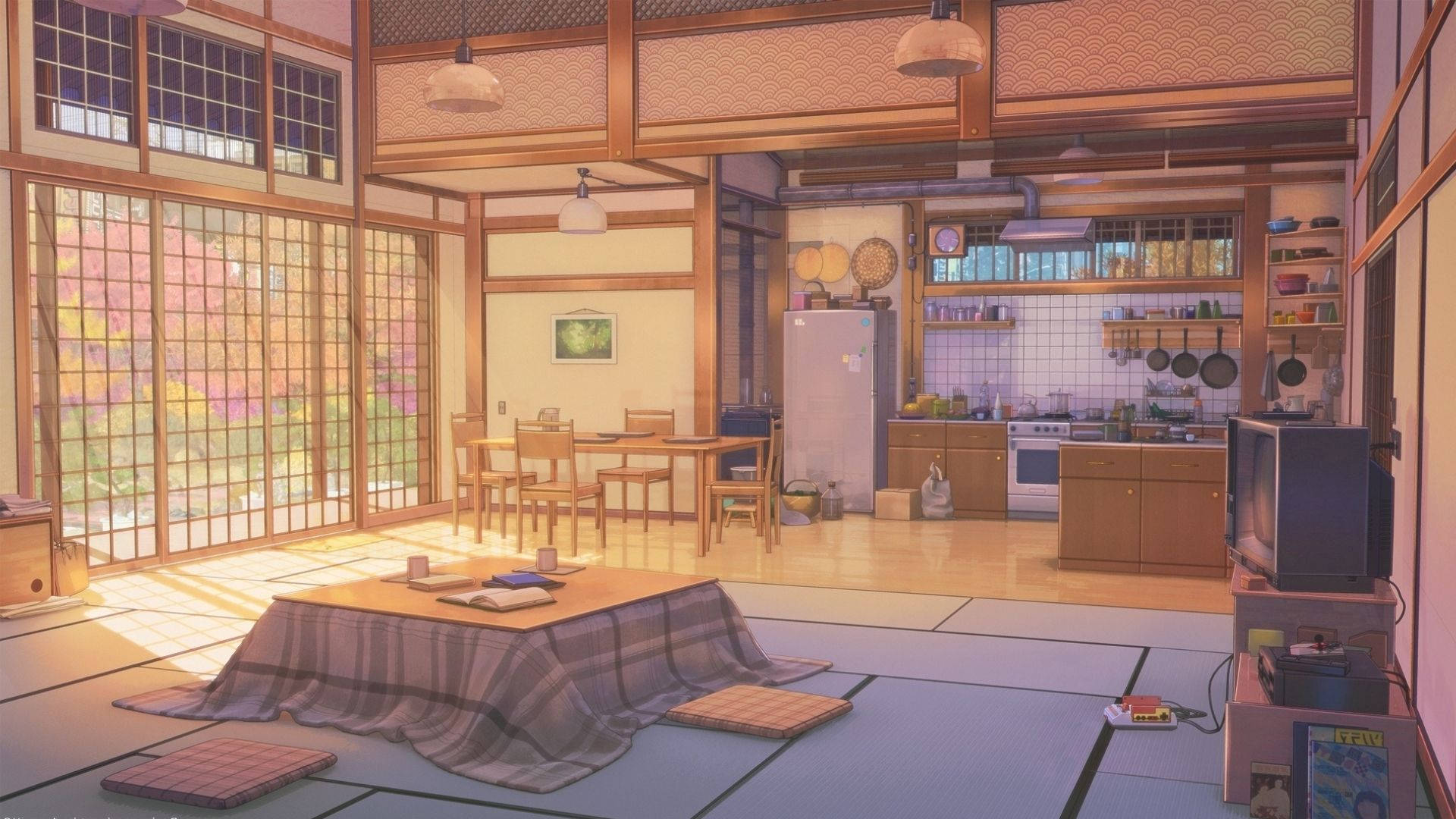 Anime Kamer Bedags Muurpapier
