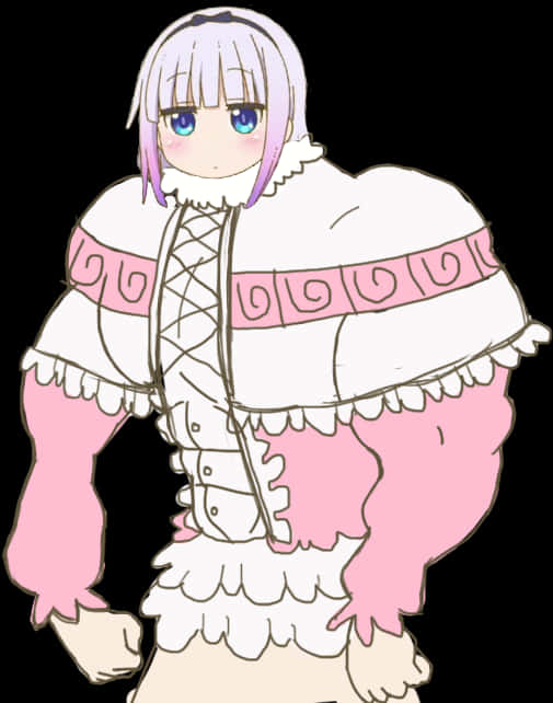 Anime Karakter in Pienk Rok Muurpapier