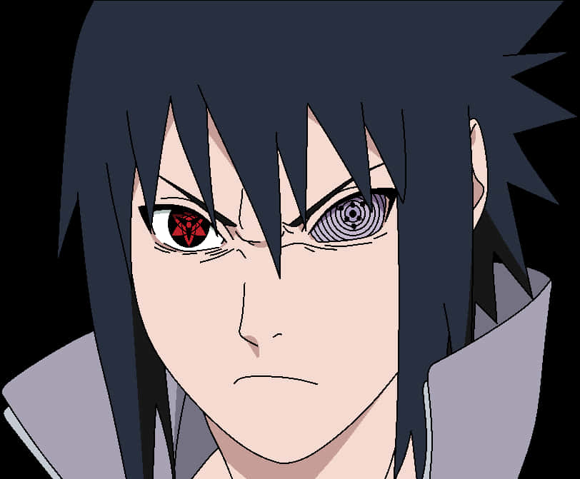 Anime-karakter met Rinnegan- en Sharingan-oë Muurpapier