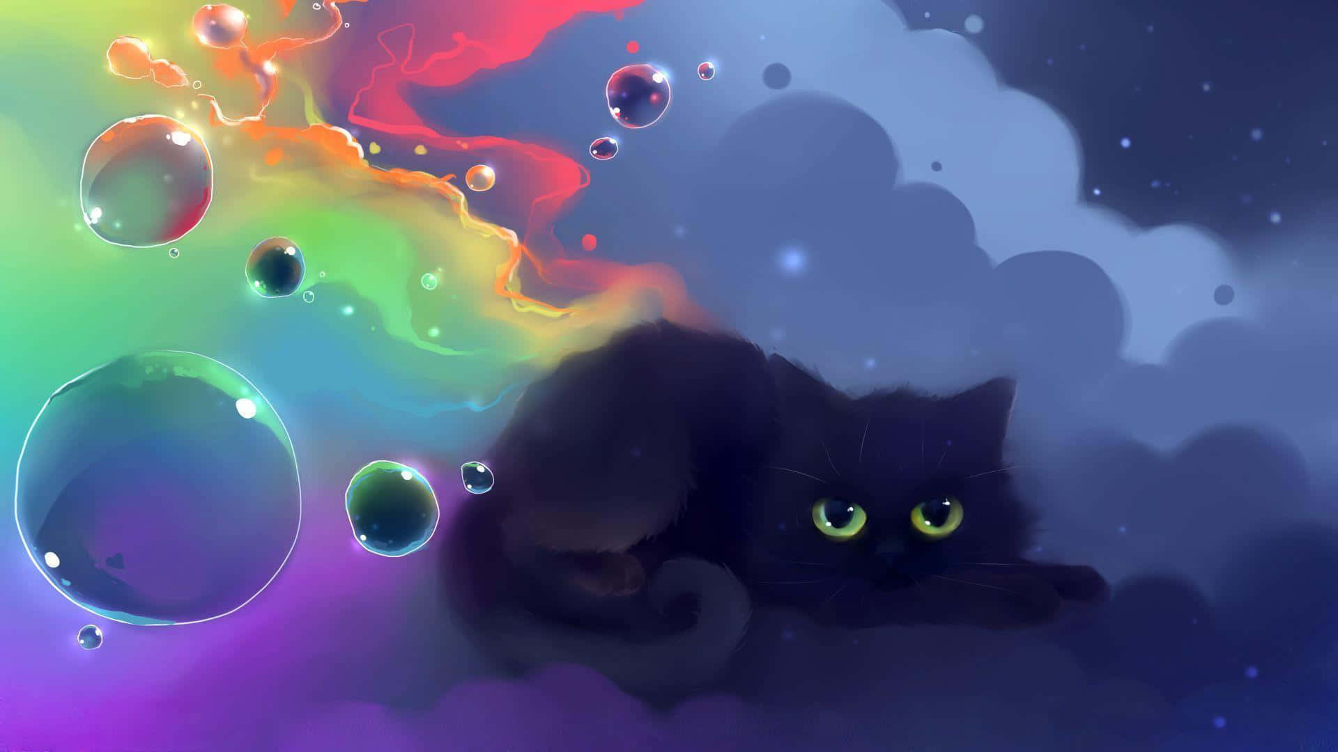 Anime Kat agtergrond Muurpapier