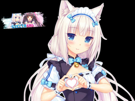 Anime-katmeisie Hartgebaar Muurpapier