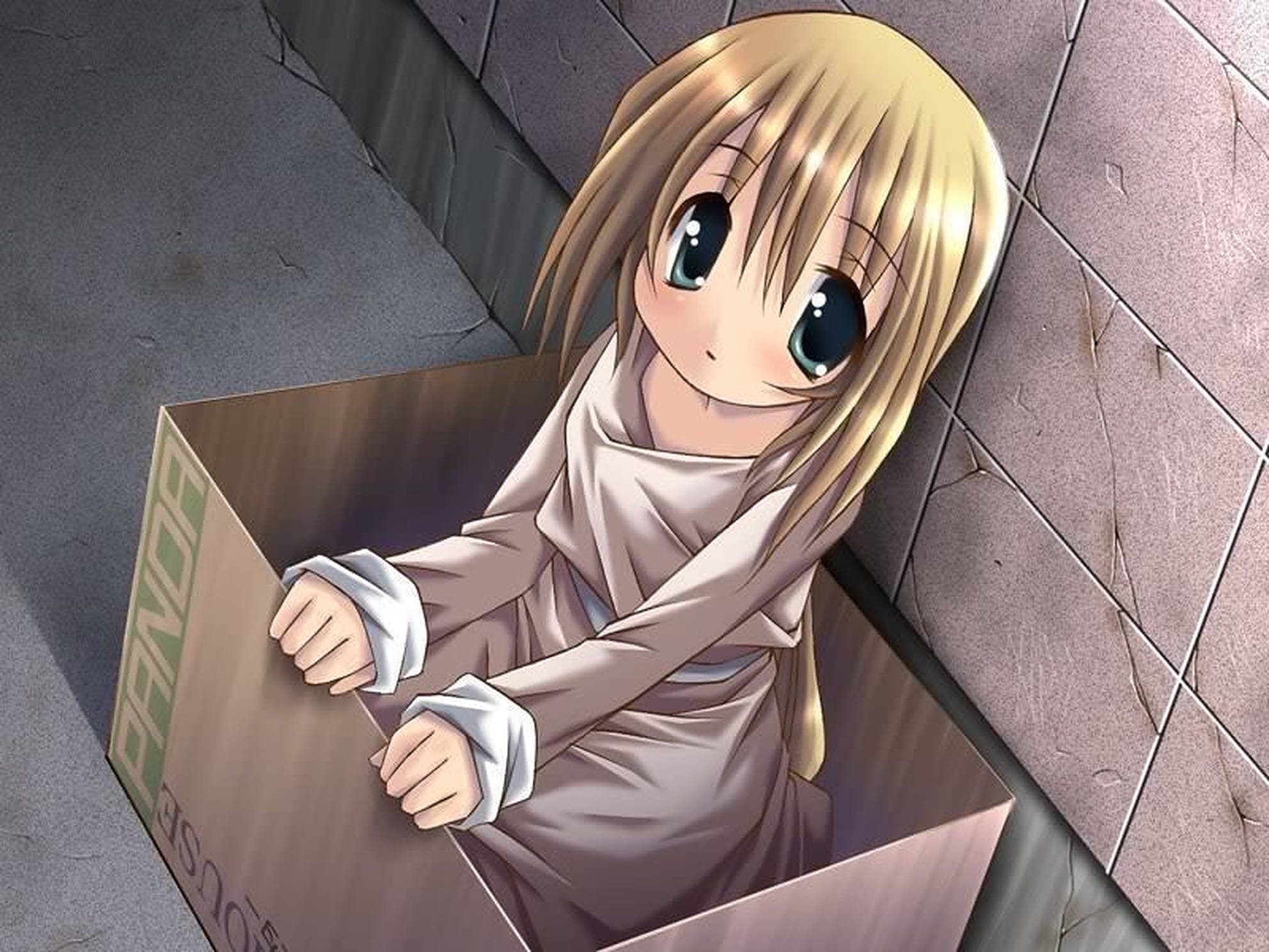 Anime Kind in 'n Boks Muurpapier