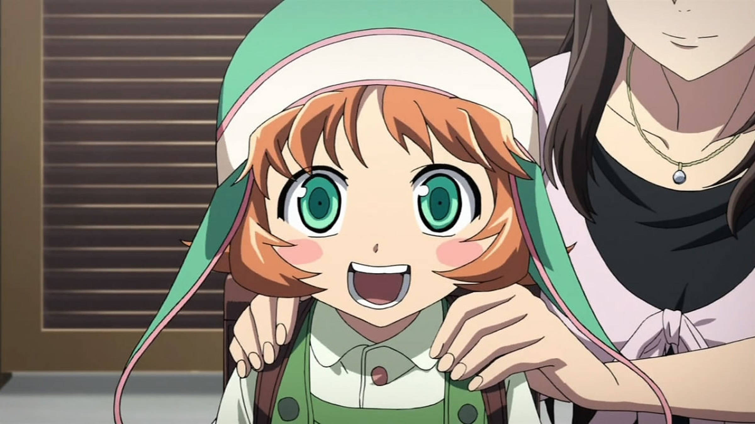 Anime-kind met Groen Oë Muurpapier
